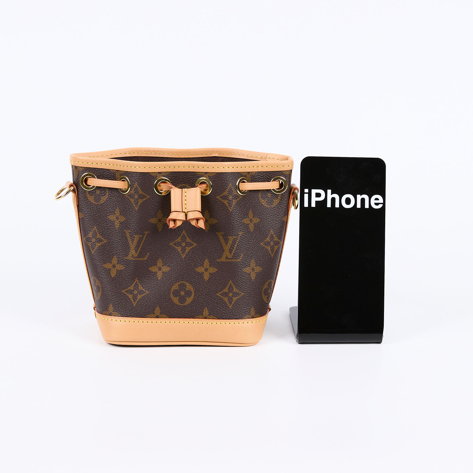 路易威登 LOUIS VUITTON Nano Noé 原花 束口水桶包 M81266 晶片款 原花NANO NOE水桶包 原廠盒子/防塵袋