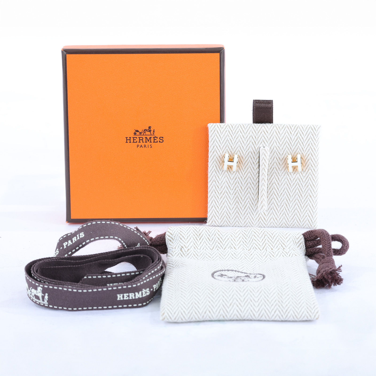 愛馬仕 Hermes Mini Pop H 耳釘 POPHEMINI 白POP H MINI耳環 原廠盒子/防塵袋
