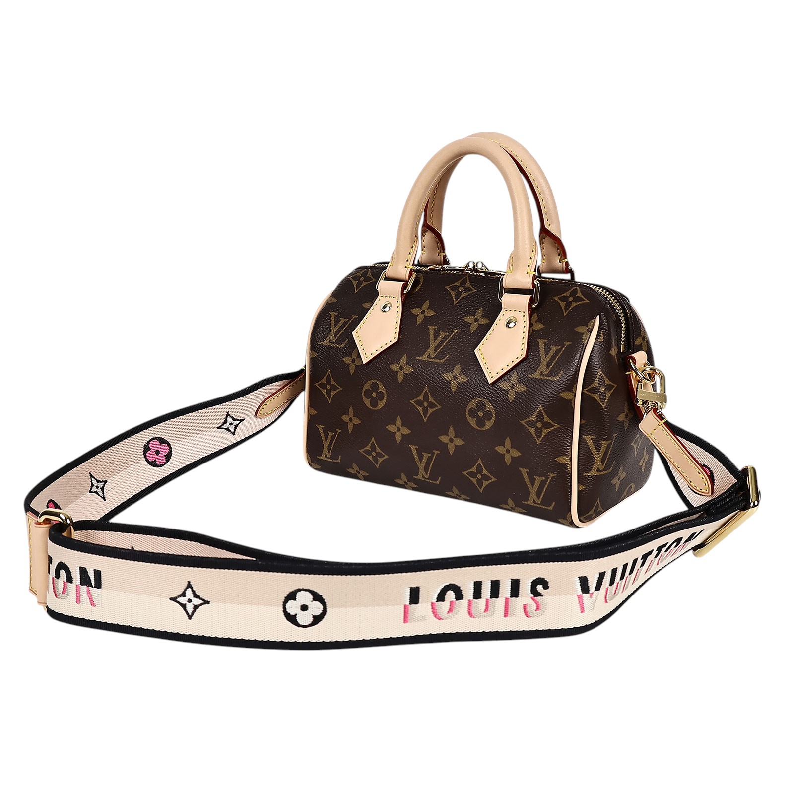 路易威登 LOUIS VUITTON Speedy 20 黑色揹帶 肩背 波士頓包 M45957 晶片款 原花SPEEDY20 防塵袋