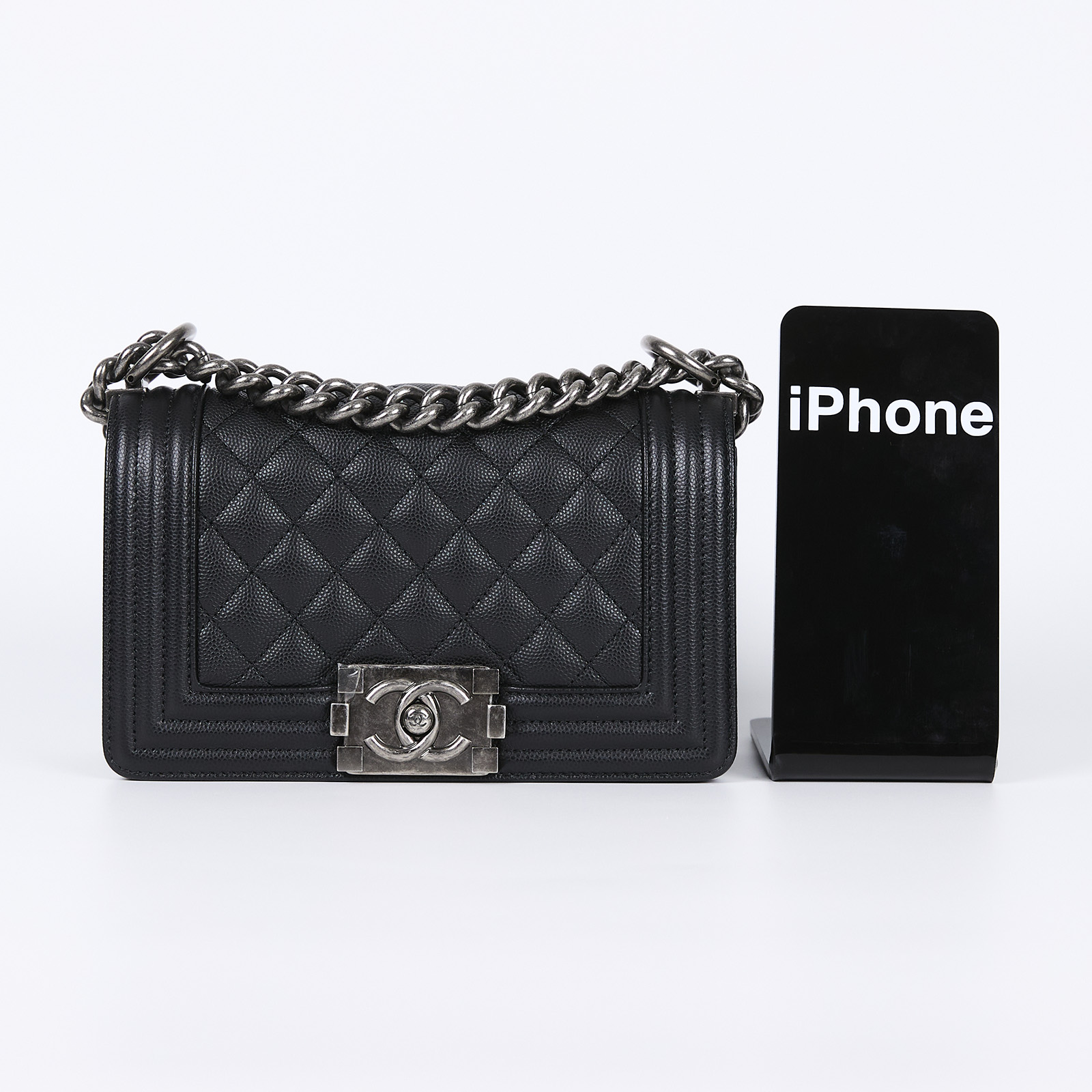 香奈兒 CHANEL Boy 20 小型 口蓋包 A67085 晶片款 黑荔枝BOY20 防塵袋