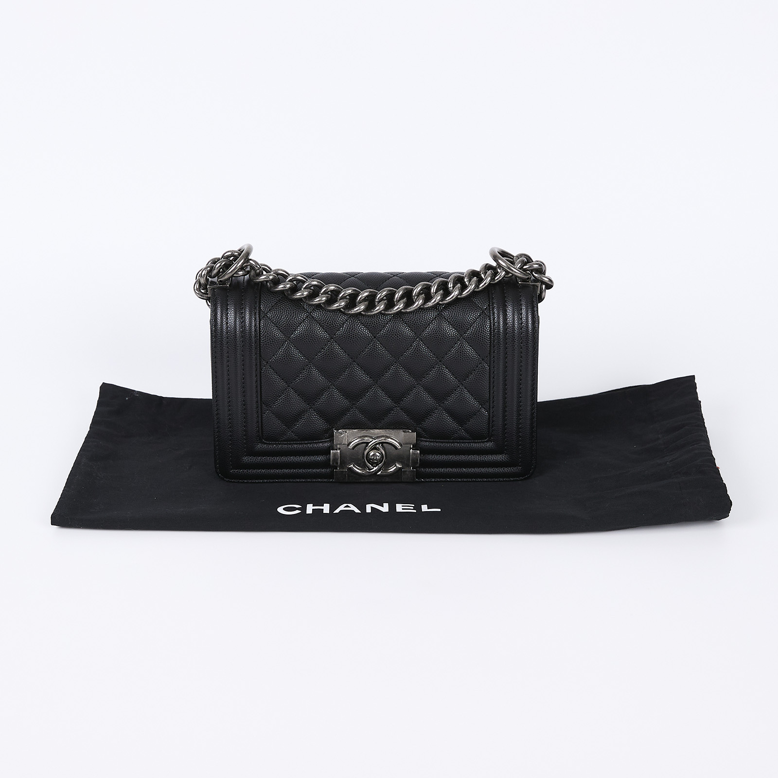 香奈兒 CHANEL Boy 20 小型 口蓋包 A67085 晶片款 黑荔枝BOY20 防塵袋