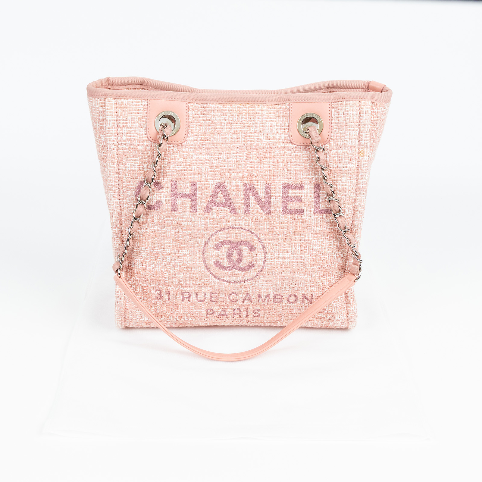 香奈兒 CHANEL 海灘包 迷你  25開粉海灘包 小款 保證卡