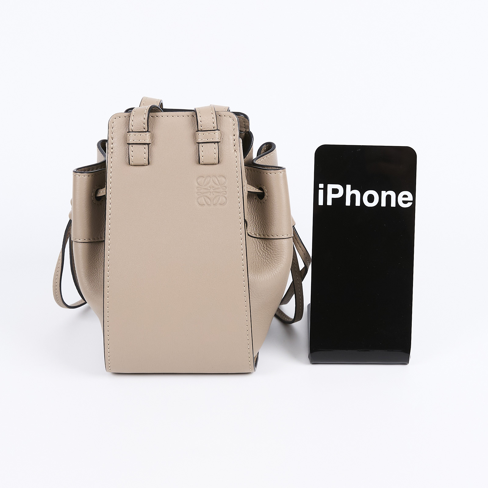 羅意威 LOEWE Mini Hammock drawstring 迷你 小牛皮 肩背 吊床包 A538V07X15 灰HAMMOCK MINI 防塵袋