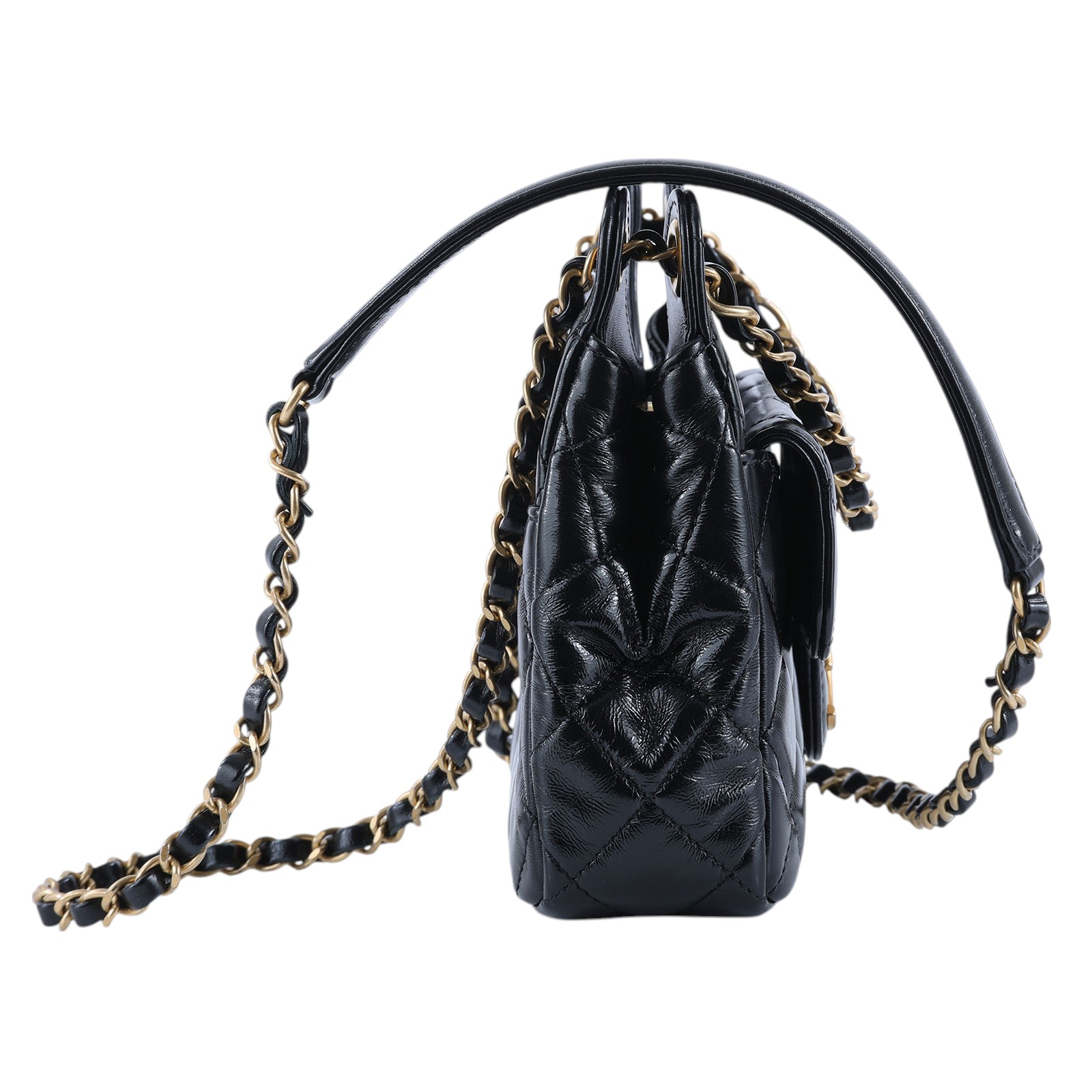 香奈兒 CHANEL 流浪包 菱格紋 鏈帶包 AS4323 晶片款 黑油蠟皮HOBO 原廠盒子/防塵袋/購買證明影本