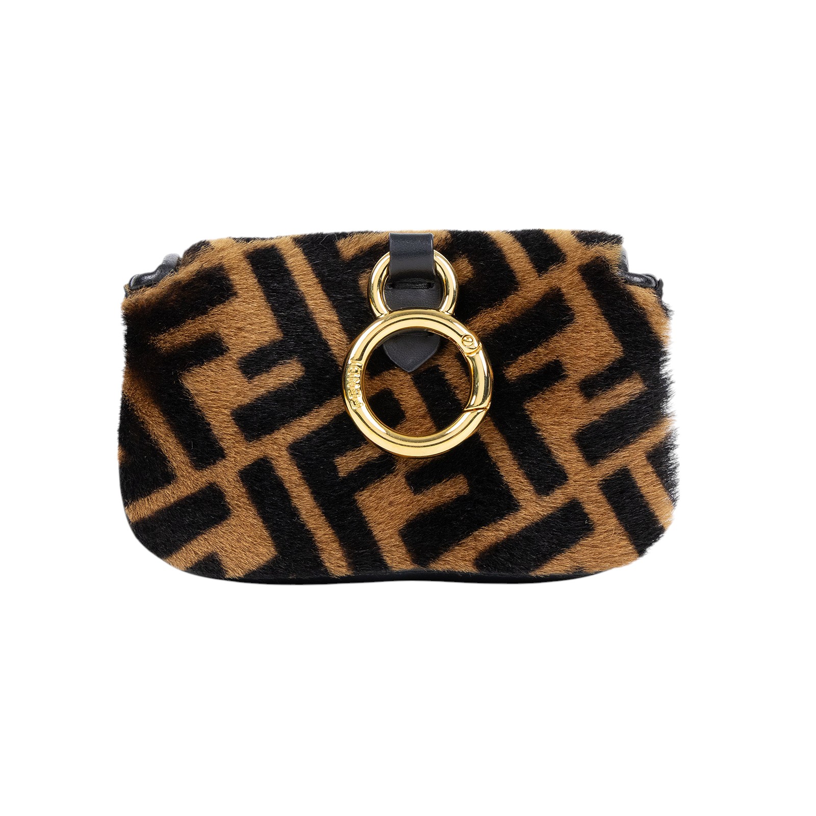 芬迪 FENDI FF Nano Baguette 吊飾 7AR844AEIV 深棕毛毛超迷你BAGUETTE法棍包 防塵袋/原廠盒子