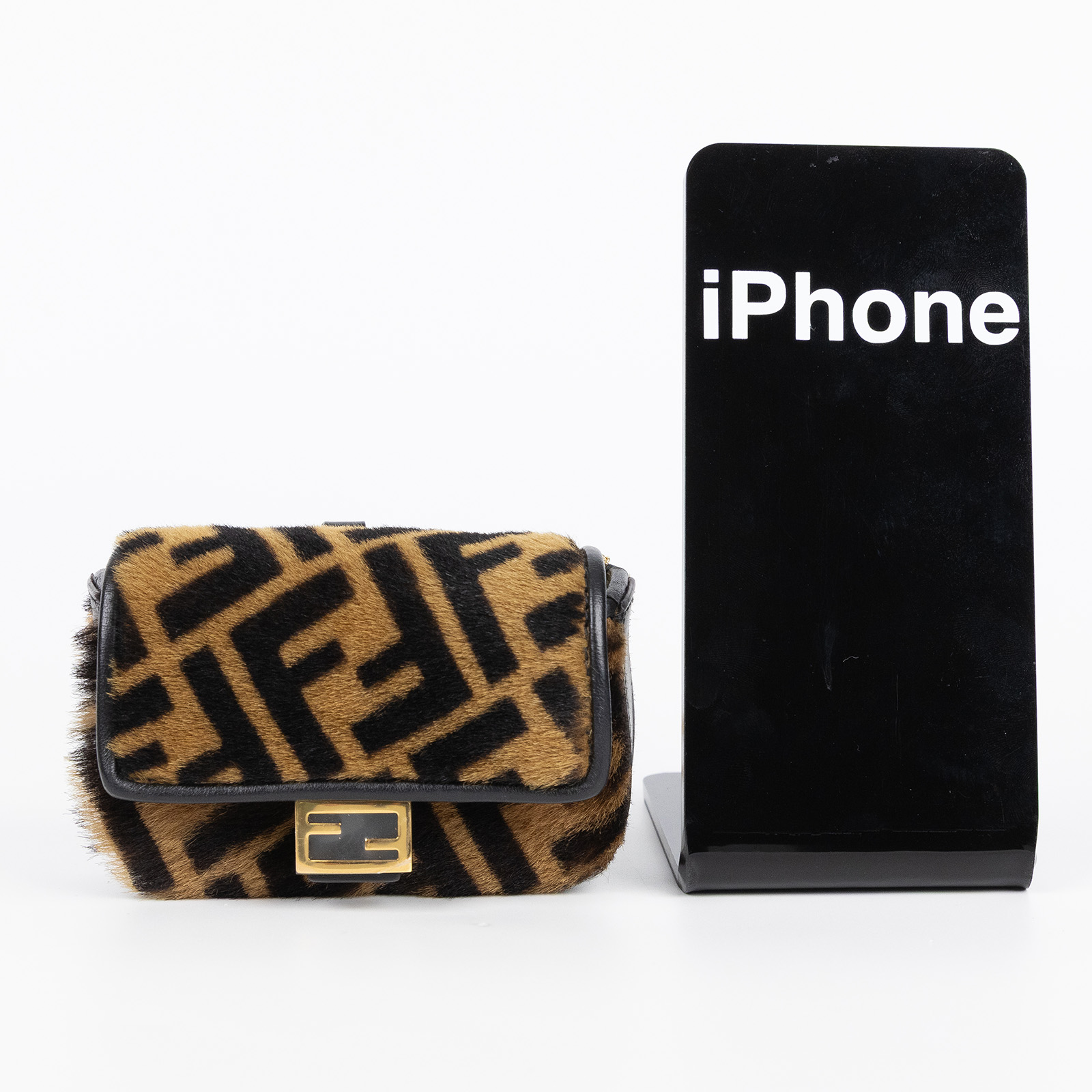 芬迪 FENDI FF Nano Baguette 吊飾 7AR844AEIV 深棕毛毛超迷你BAGUETTE法棍包 防塵袋/原廠盒子