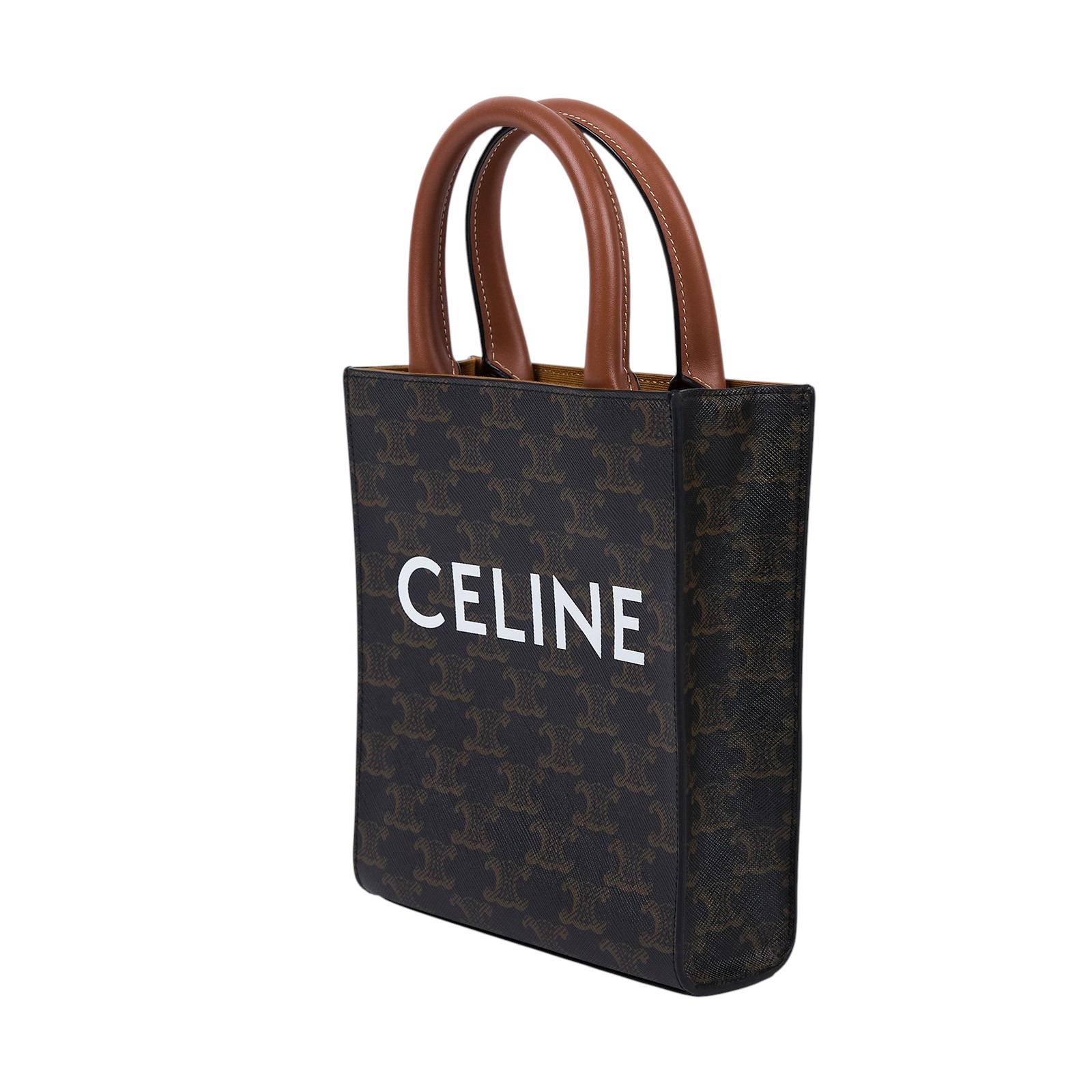 思琳 CELINE Triomphe帆布 迷你 直式 Cabas 肩背 手提包 194372BZK 凱旋門直立CABAS MINI 防塵袋/購買證明