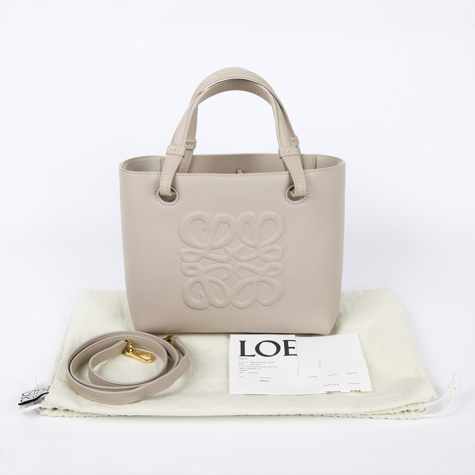羅意威 LOEWE Inflated Anagram 托特包 A717S74X05 奶油色ANAGRAM MINI 防塵袋/購買證明