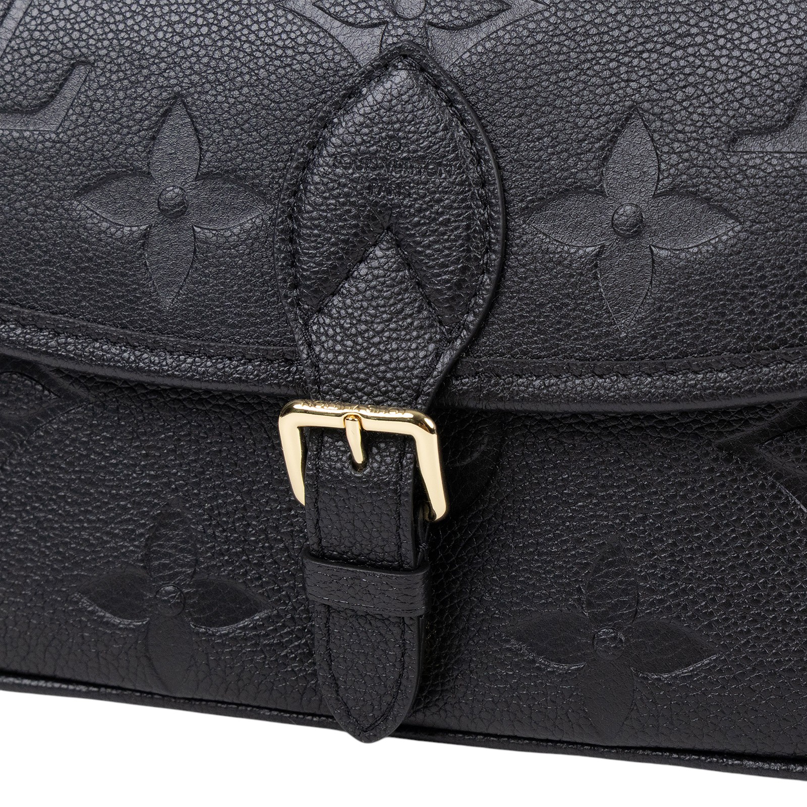 路易威登 LOUIS VUITTON Diane 腋下包法棍 單肩背包 黑色 M46386 晶片款 黑大原花壓紋DIANE 防塵袋/購買證明影本/背帶