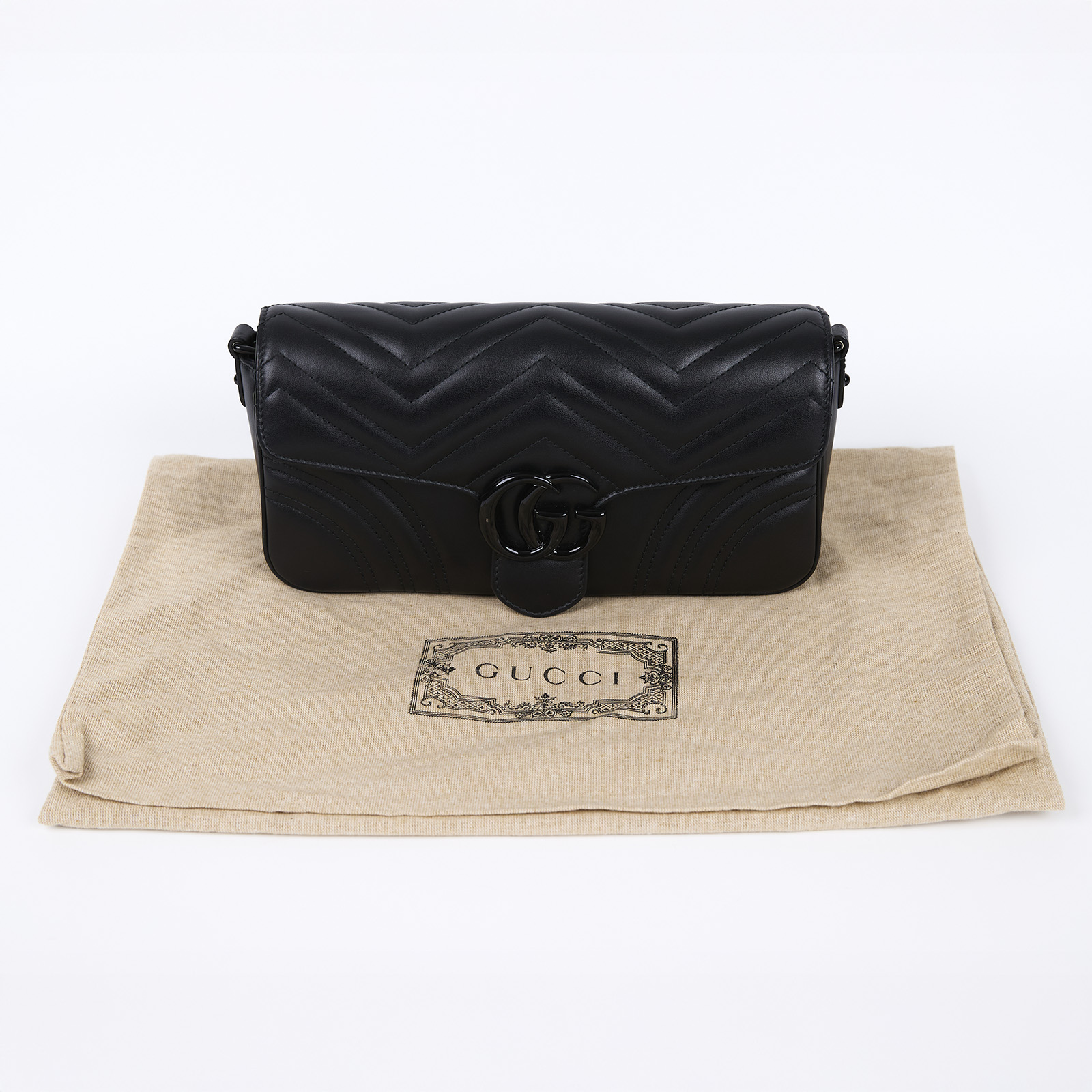 古馳 GUCCI GG Marmont 肩揹袋 734814 AABS1 全黑MARMONT 2WAY 防塵袋