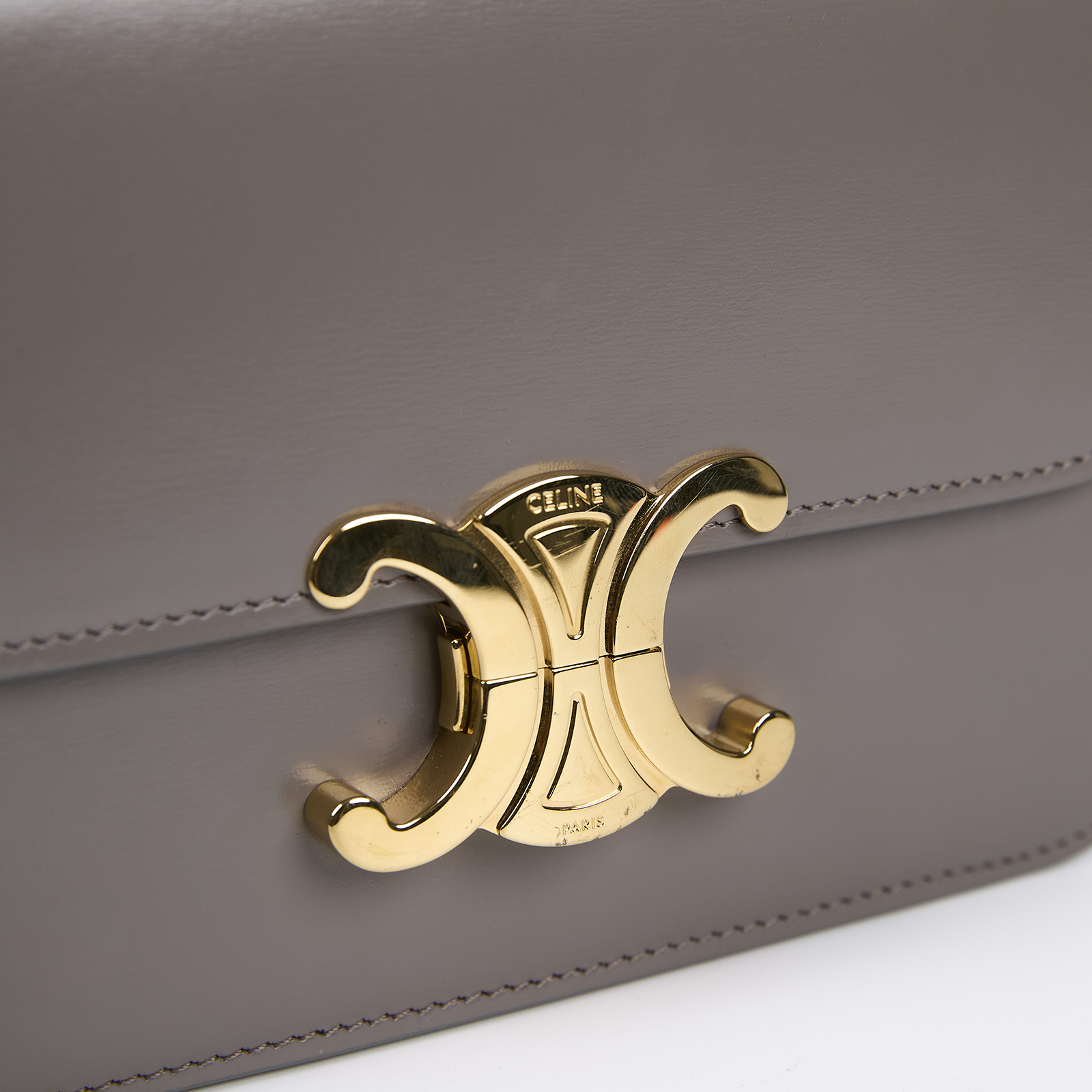 思琳 CELINE 亮面牛皮革 Teen Triomphe 凱旋門 肩背包 188423BF4 灰光滑牛皮TEEN TRIOMPHE凱旋門 防塵袋