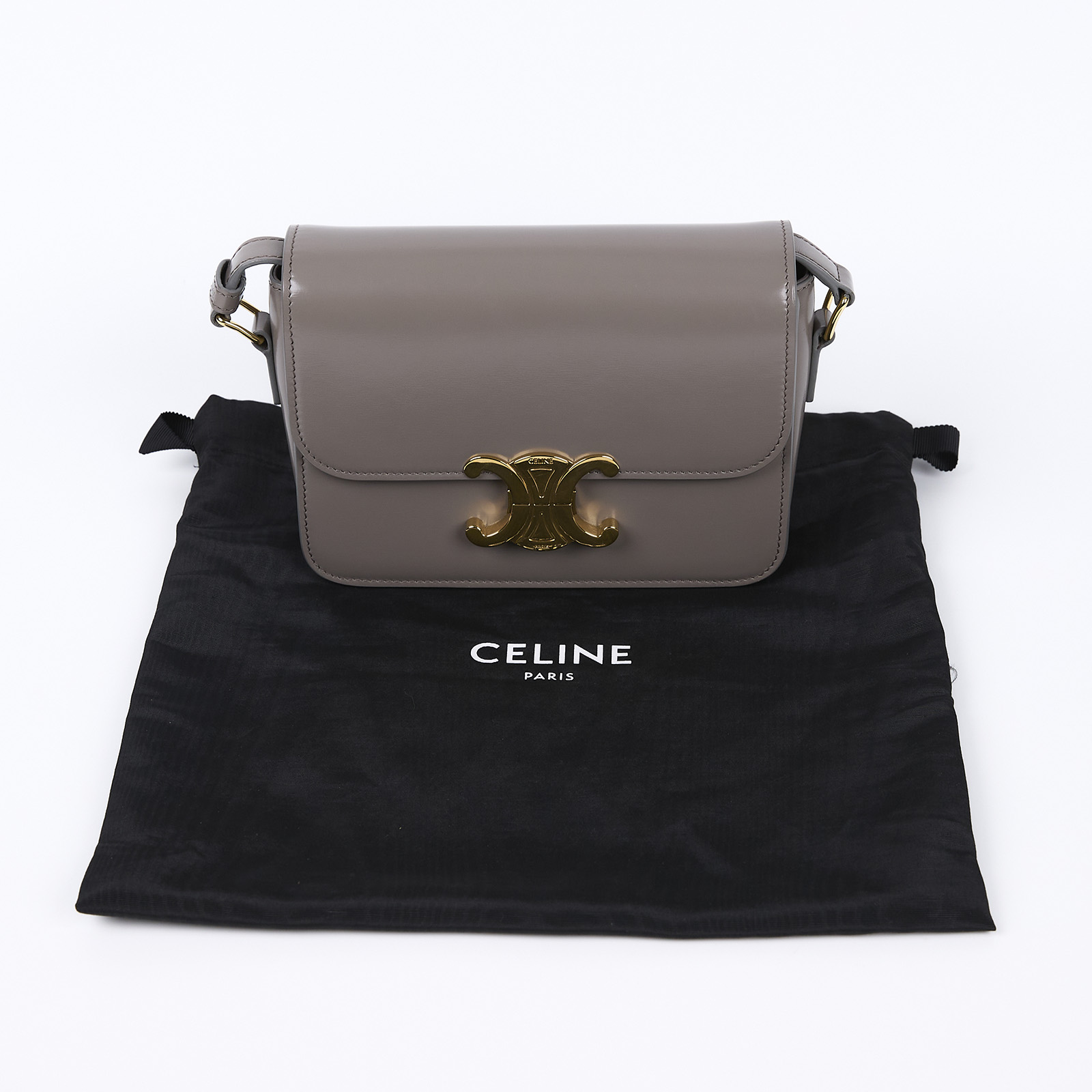 思琳 CELINE 亮面牛皮革 Teen Triomphe 凱旋門 肩背包 188423BF4 灰光滑牛皮TEEN TRIOMPHE凱旋門 防塵袋