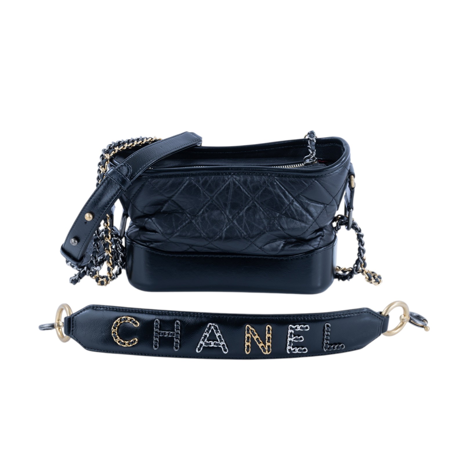 香奈兒 CHANEL 流浪包 小型 AS0865 29開黑金流浪包 提把款 原廠盒子/防塵袋/保證卡