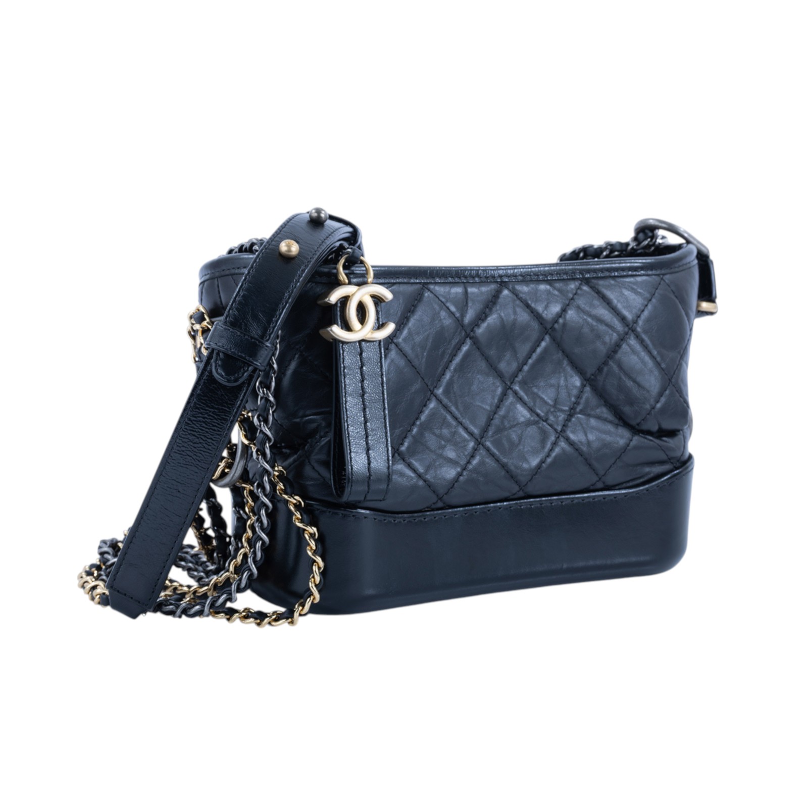 香奈兒 CHANEL 流浪包 小型 AS0865 29開黑金流浪包 提把款 原廠盒子/防塵袋/保證卡