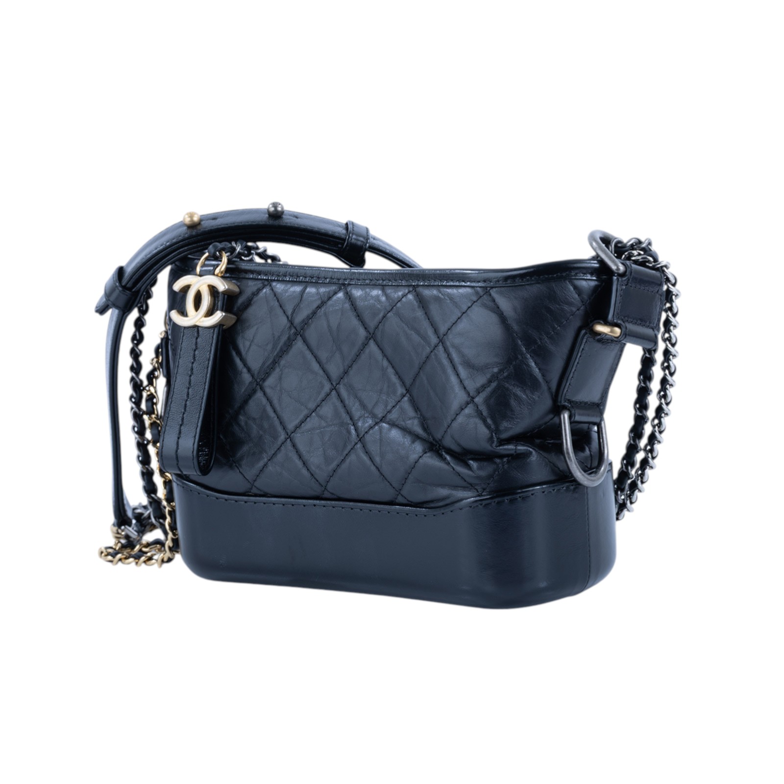 香奈兒 CHANEL 流浪包 小型 AS0865 29開黑金流浪包 提把款 原廠盒子/防塵袋/保證卡