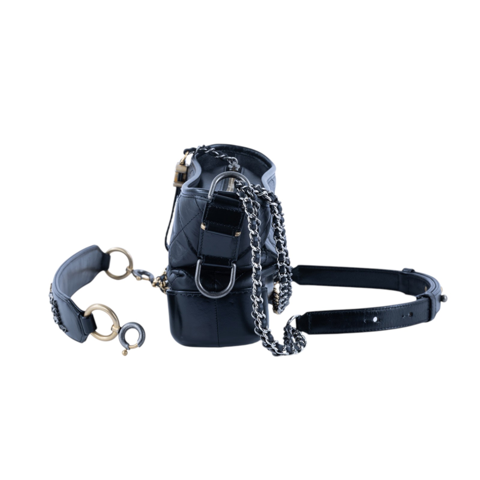 香奈兒 CHANEL 流浪包 小型 AS0865 29開黑金流浪包 提把款 原廠盒子/防塵袋/保證卡