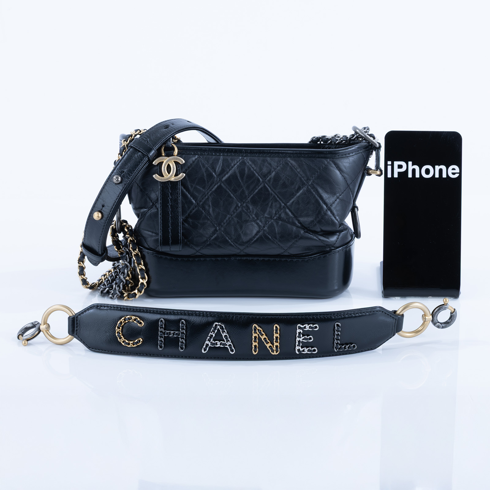 香奈兒 CHANEL 流浪包 小型 AS0865 29開黑金流浪包 提把款 原廠盒子/防塵袋/保證卡