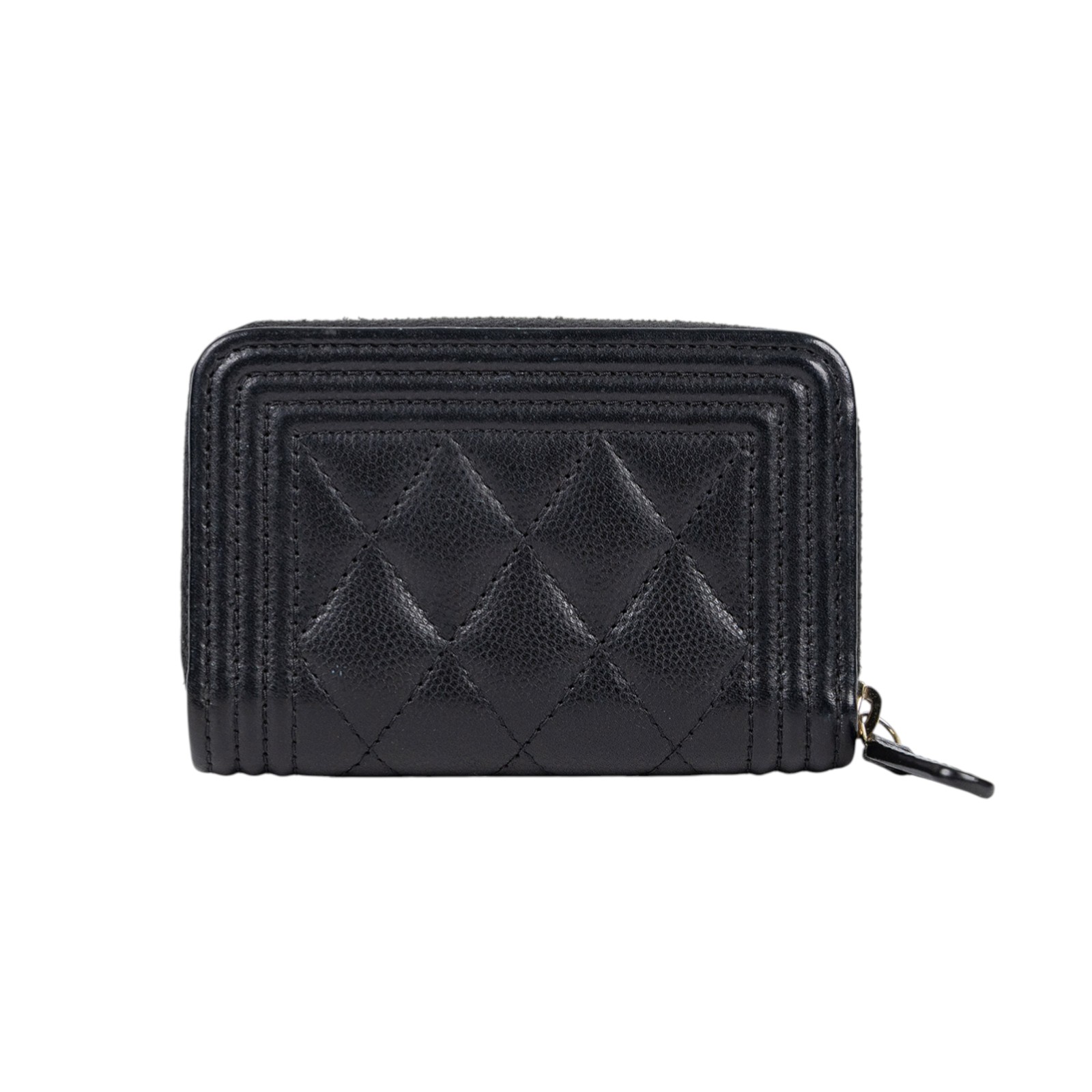 香奈兒 CHANEL BOY 拉鍊 零錢包 A80602 B01490 黑色荔枝BOY拉鍊卡包 原廠盒子/防塵袋/購買證明影本