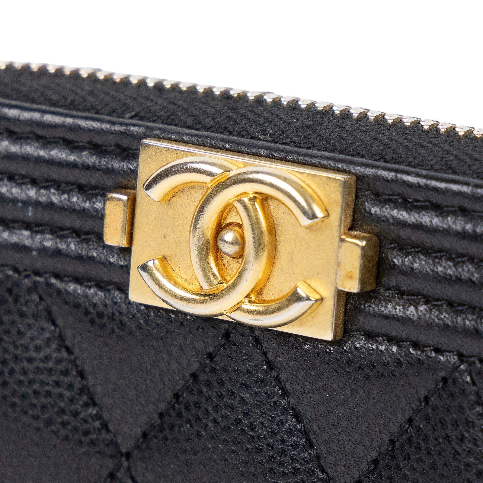 香奈兒 CHANEL BOY 拉鍊 零錢包 A80602 B01490 黑色荔枝BOY拉鍊卡包 原廠盒子/防塵袋/購買證明影本