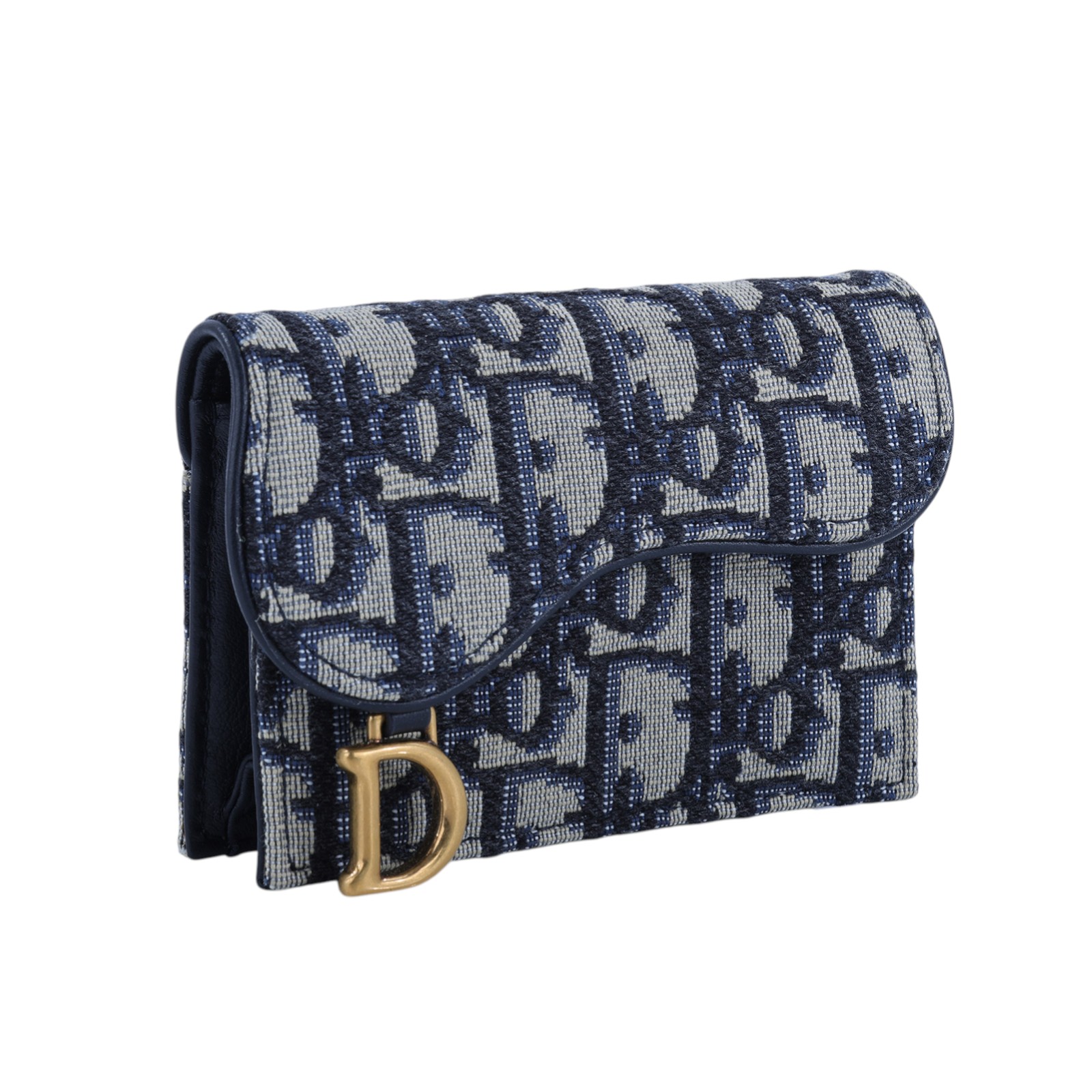 迪奧 CHRISTIAN DIOR Saddle 翻蓋卡片套 卡夾 緹花 S5611CTZQ 藍緹花SADDLE BLOOM卡夾 原廠盒子/防塵袋