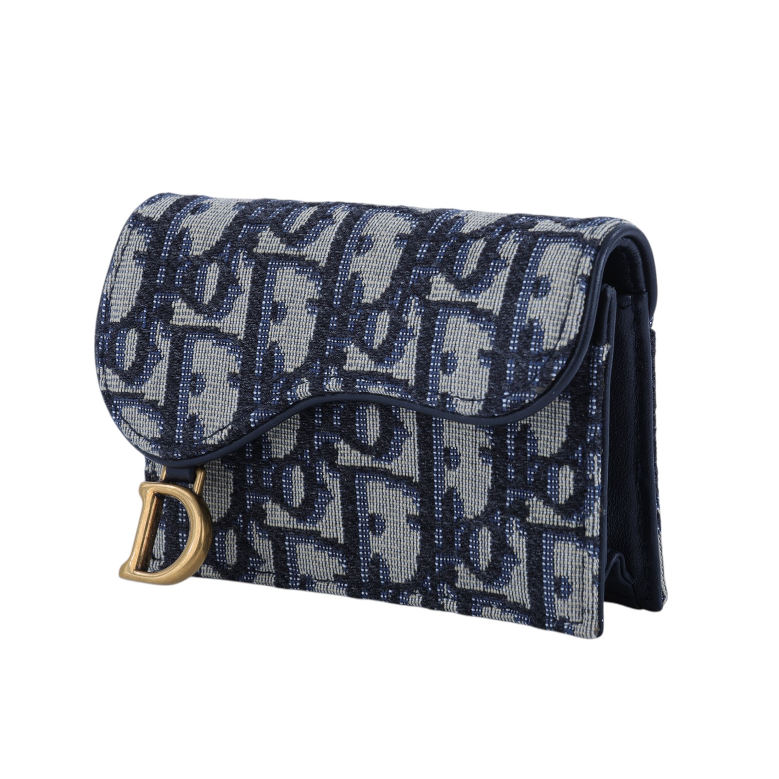 迪奧 CHRISTIAN DIOR Saddle 翻蓋卡片套 卡夾 緹花 S5611CTZQ 藍緹花SADDLE BLOOM卡夾 原廠盒子/防塵袋