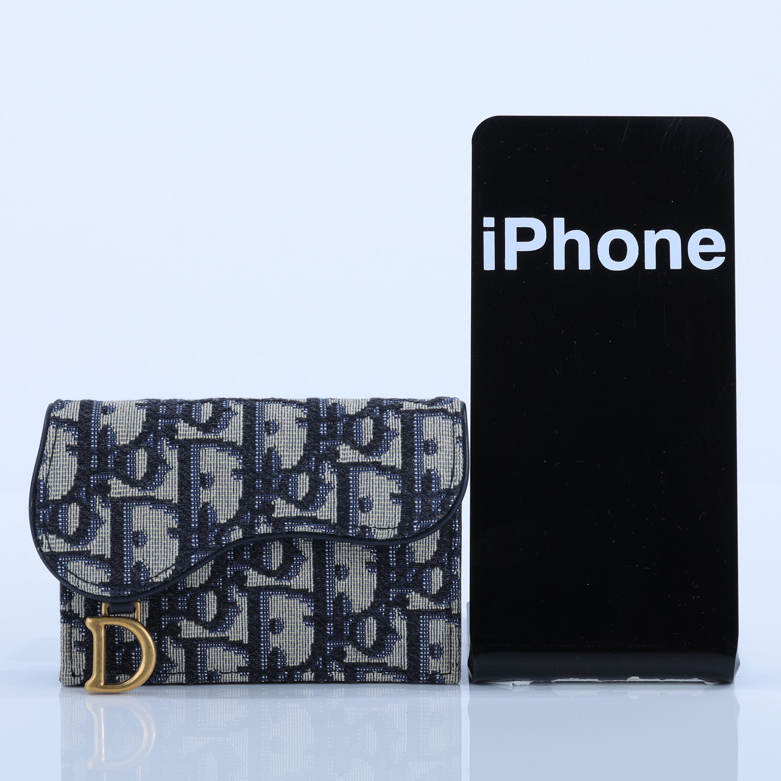 迪奧 CHRISTIAN DIOR Saddle 翻蓋卡片套 卡夾 緹花 S5611CTZQ 藍緹花SADDLE BLOOM卡夾 原廠盒子/防塵袋