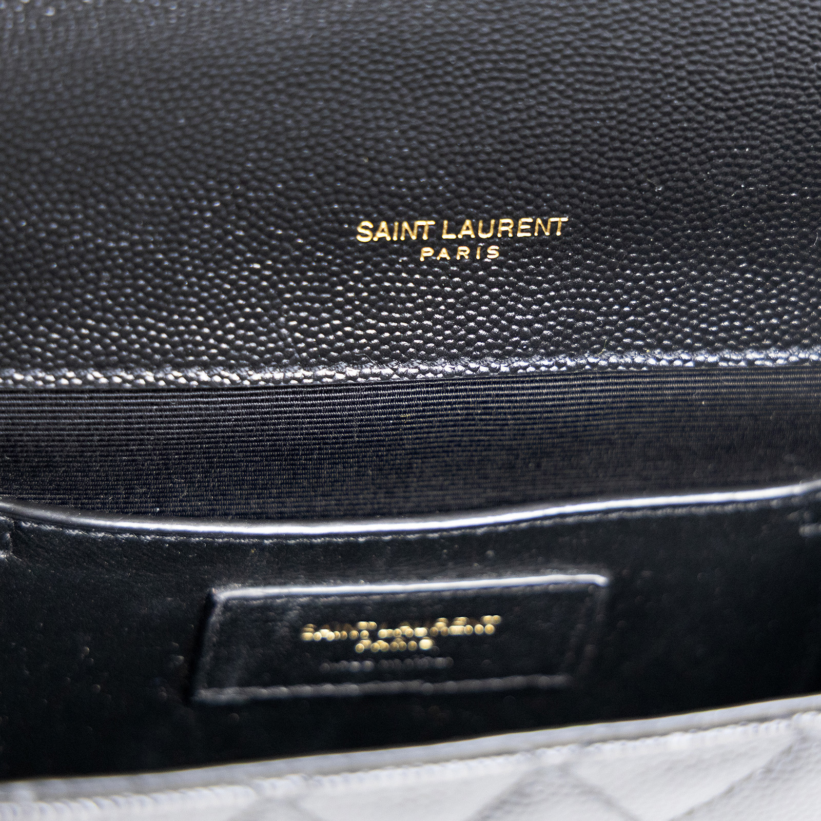 聖羅蘭 YSL SAINT LAURENT Envelope 粒面絎縫皮革 小型 信封袋 600195BOW91 黑金ENVELOPE 原廠盒子/購買證明