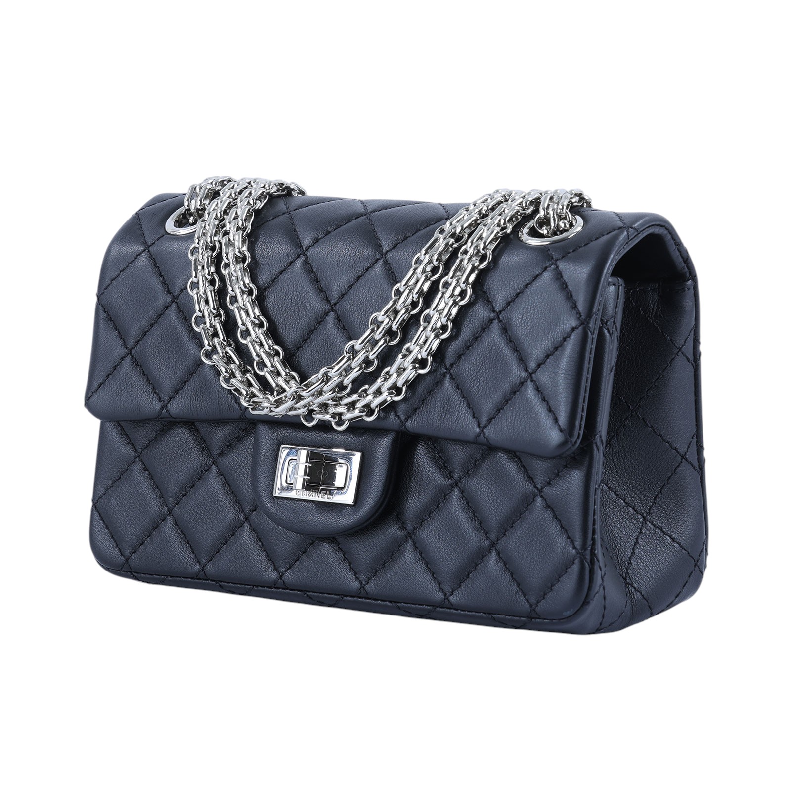 香奈兒 CHANEL 2.55 迷你 口蓋包 AS0874 Y04634 晶片款 黑銀2.55 MINI 防塵袋