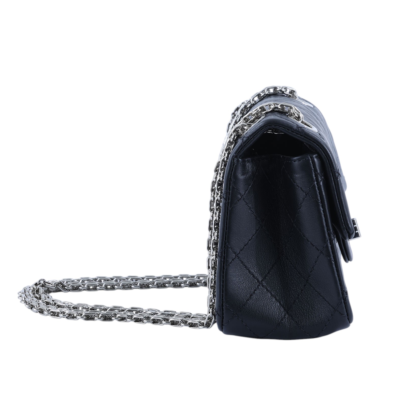 香奈兒 CHANEL 2.55 迷你 口蓋包 AS0874 Y04634 晶片款 黑銀2.55 MINI 防塵袋