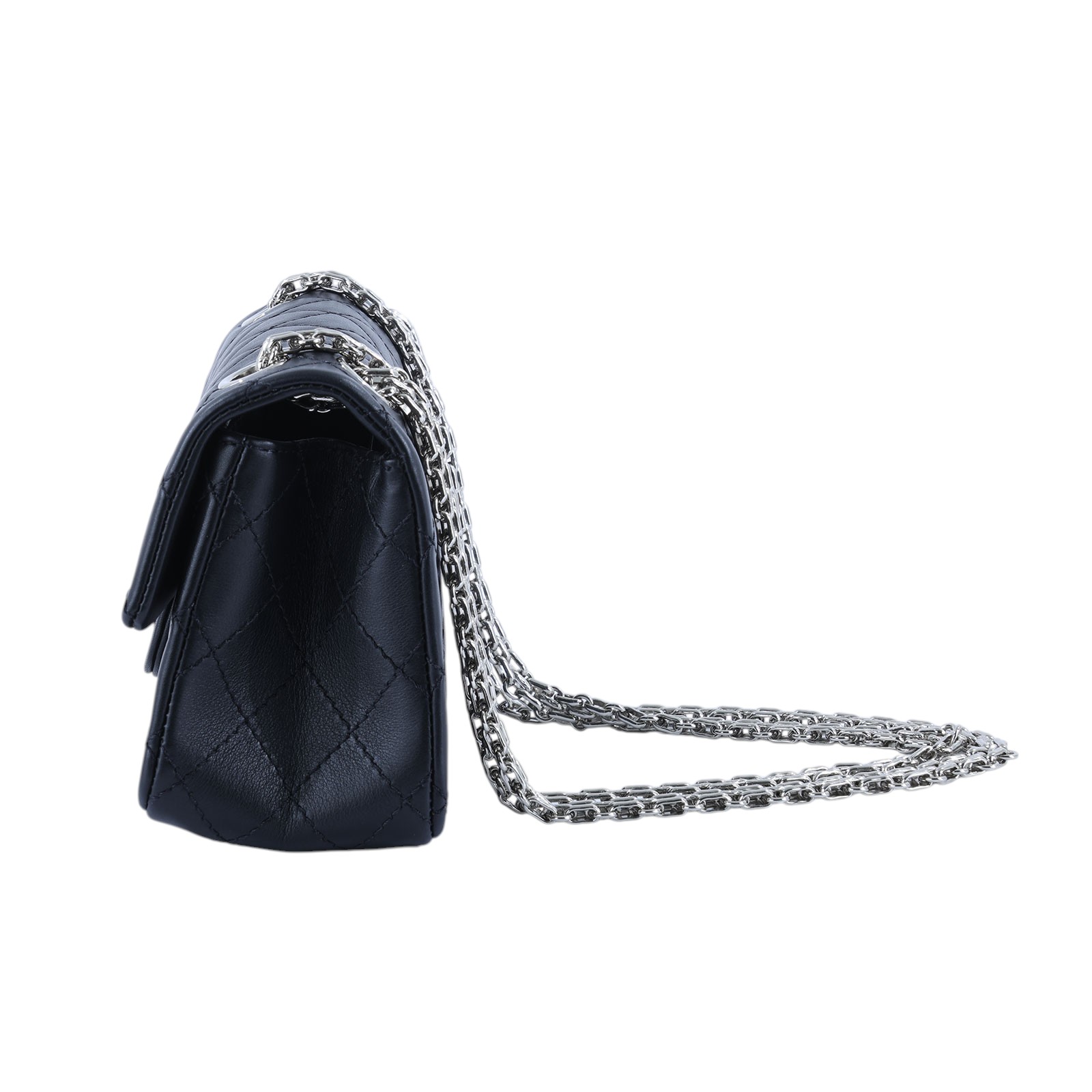 香奈兒 CHANEL 2.55 迷你 口蓋包 AS0874 Y04634 晶片款 黑銀2.55 MINI 防塵袋