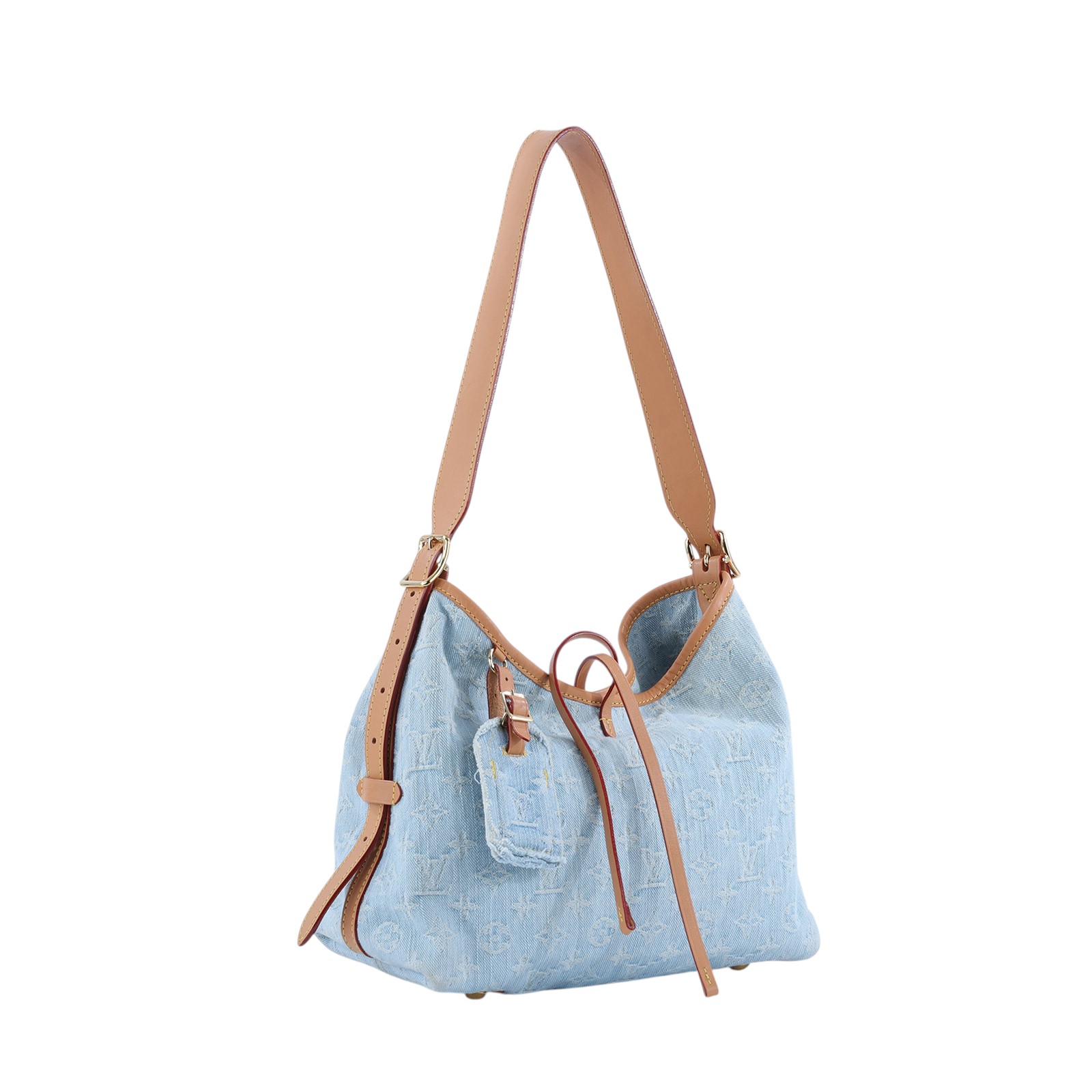 路易威登 LOUIS VUITTON CarryAll PM 肩背包 丹寧 M11462 晶片款 丹寧CARRYALL PM 原廠盒子/防塵袋/購買證明影本