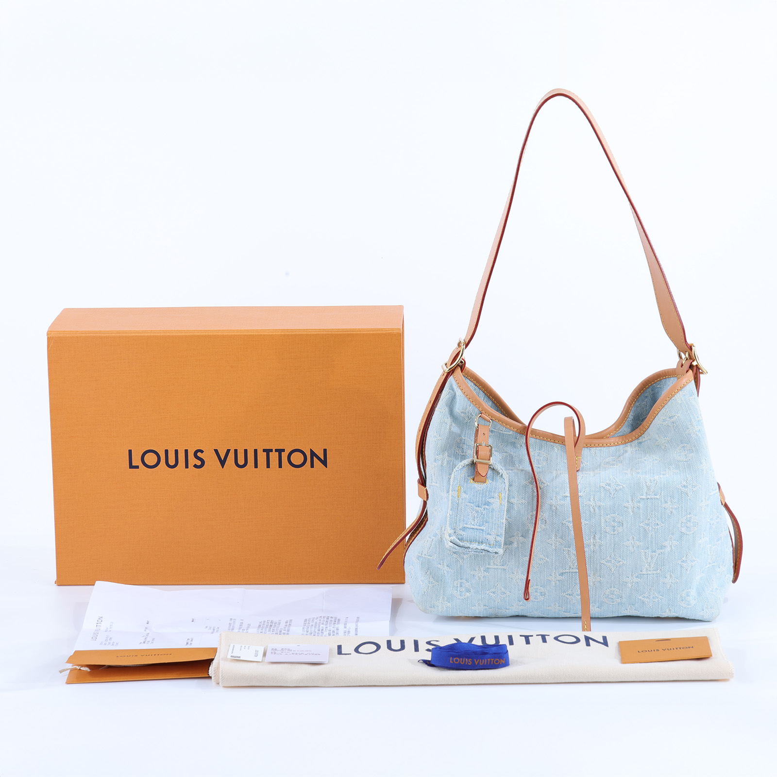 路易威登 LOUIS VUITTON CarryAll PM 肩背包 丹寧 M11462 晶片款 丹寧CARRYALL PM 原廠盒子/防塵袋/購買證明影本