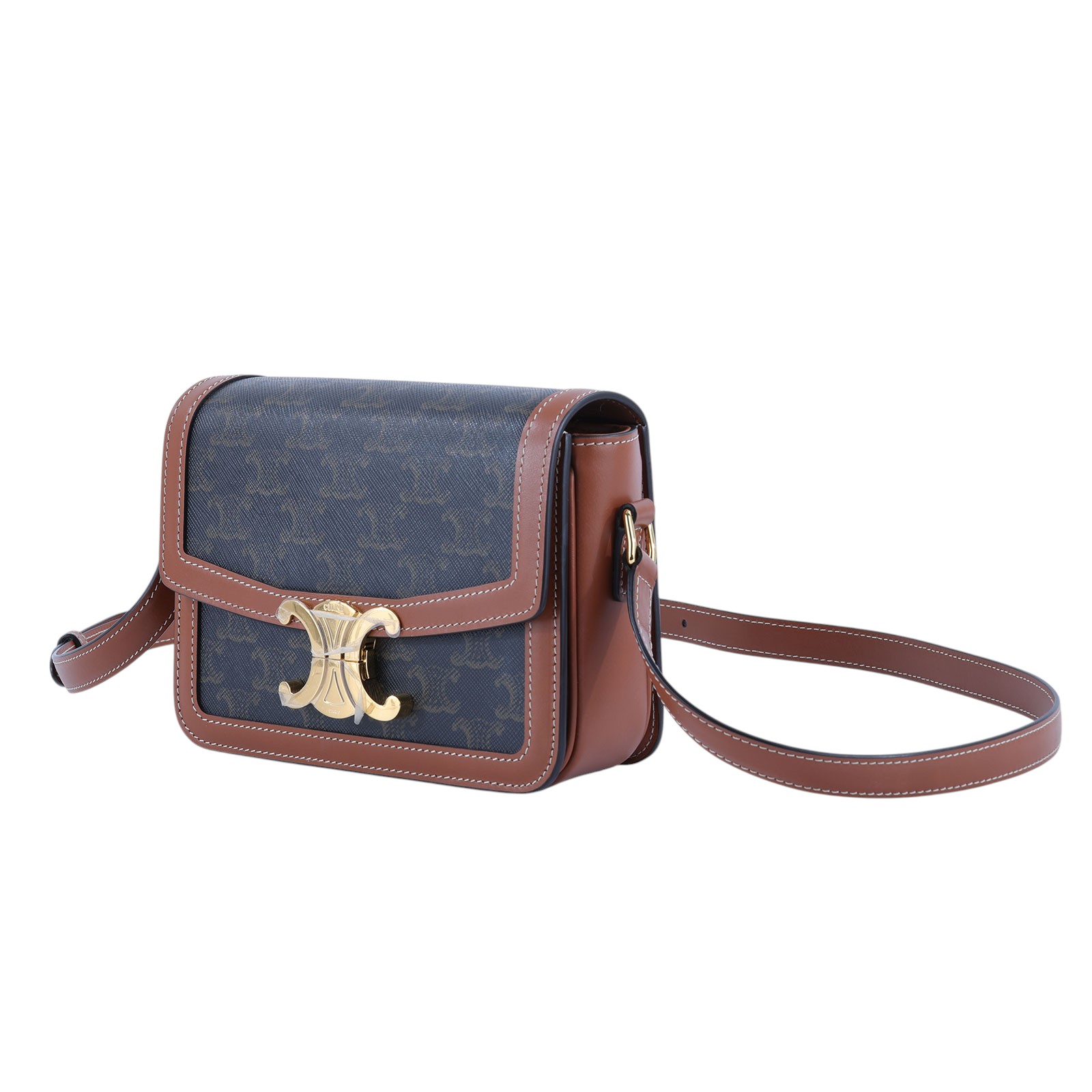 思琳 CELINE 標誌印花 牛皮革 Teen Triomphe 凱旋門 肩背包 188882BZ4 棕凱旋TEEN TRIOMPHE肩背包 防塵袋