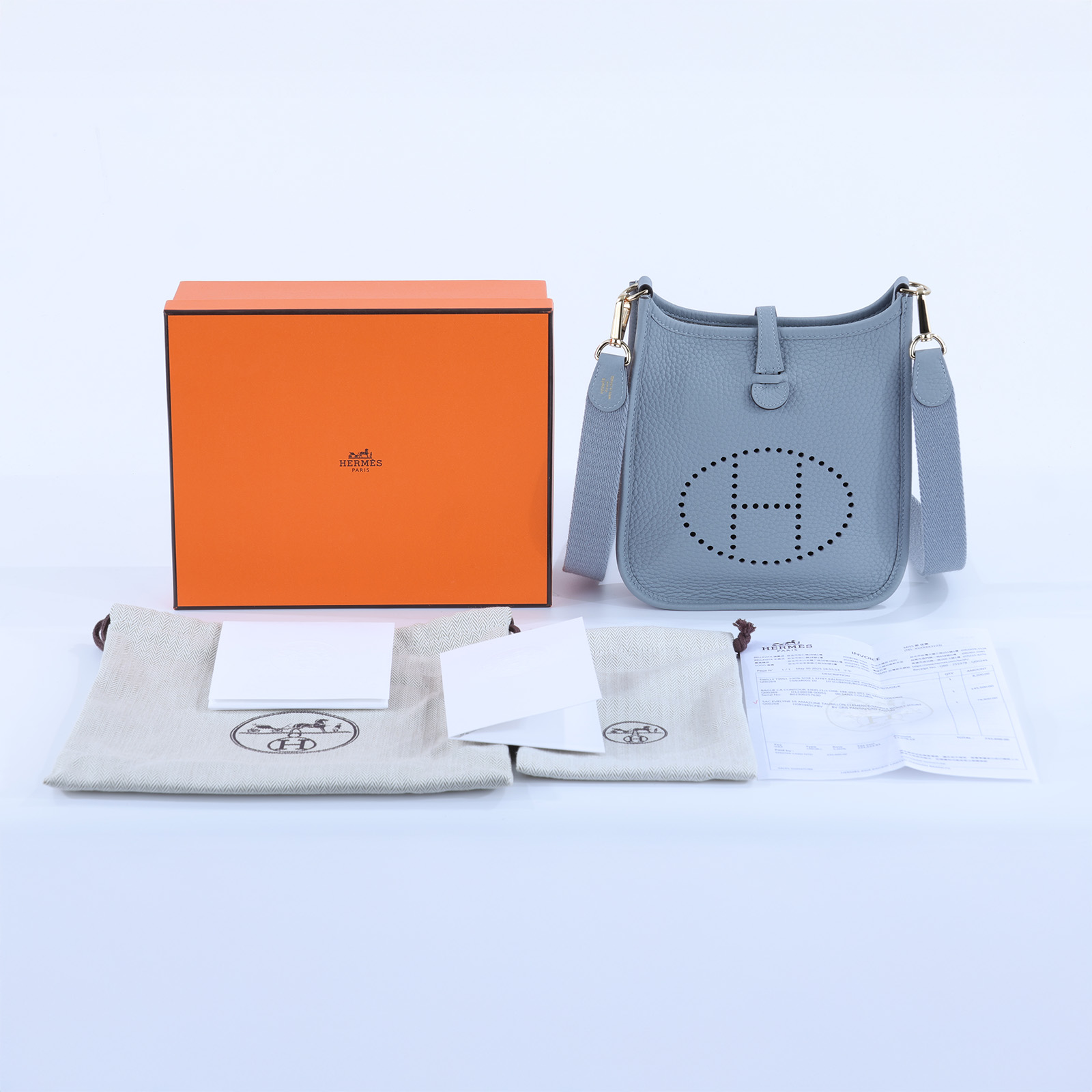 愛馬仕 Hermes Evelyne Bag Mini 伊芙琳包 Evelyne 16 木偶灰 金色五金 H085945CPBV K刻  原廠盒子/防塵袋/購買證明