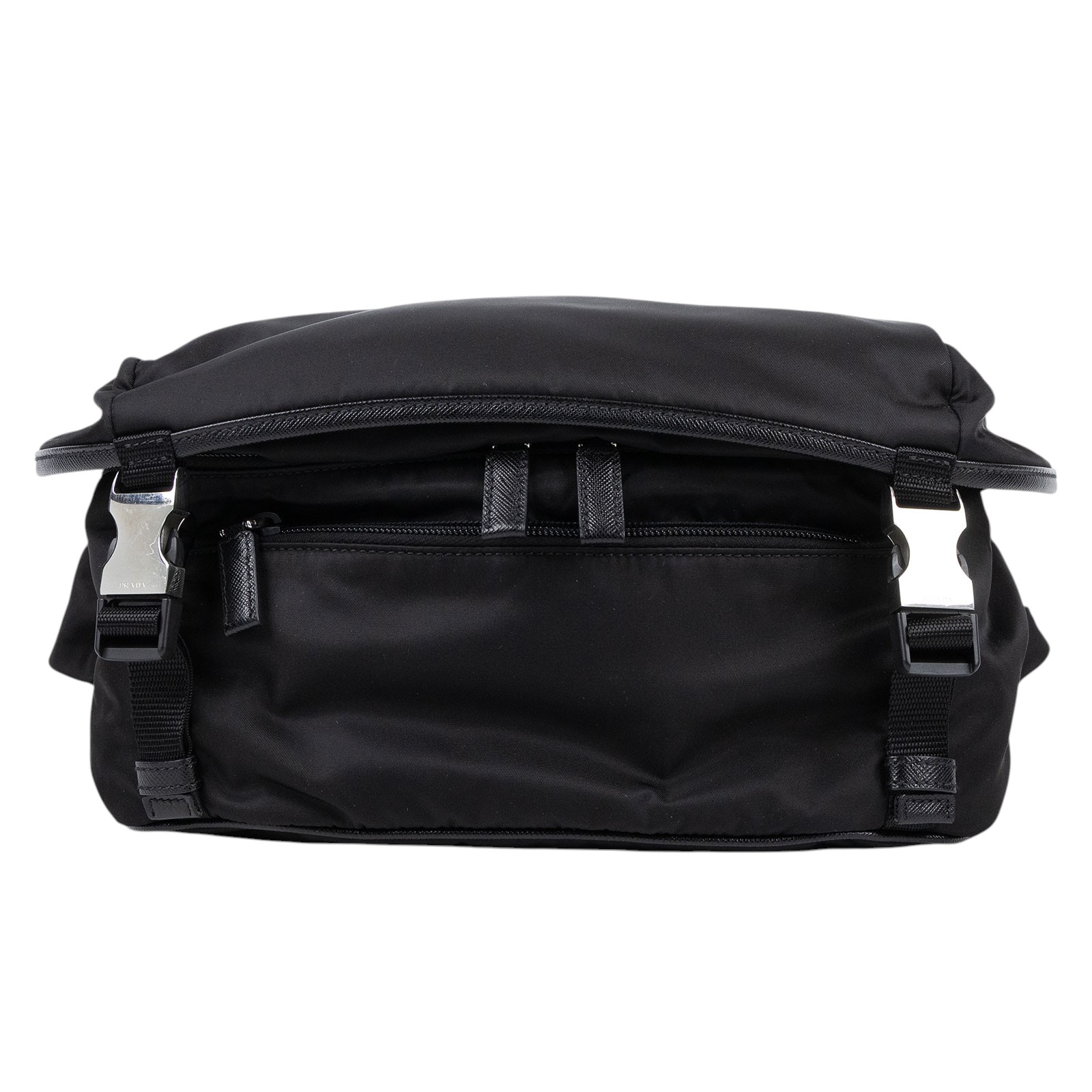 普拉達 PRADA Re-Nylon Saffiano 皮革 肩背袋 2VH994_2DMG 黑尼龍肩背包 防塵袋