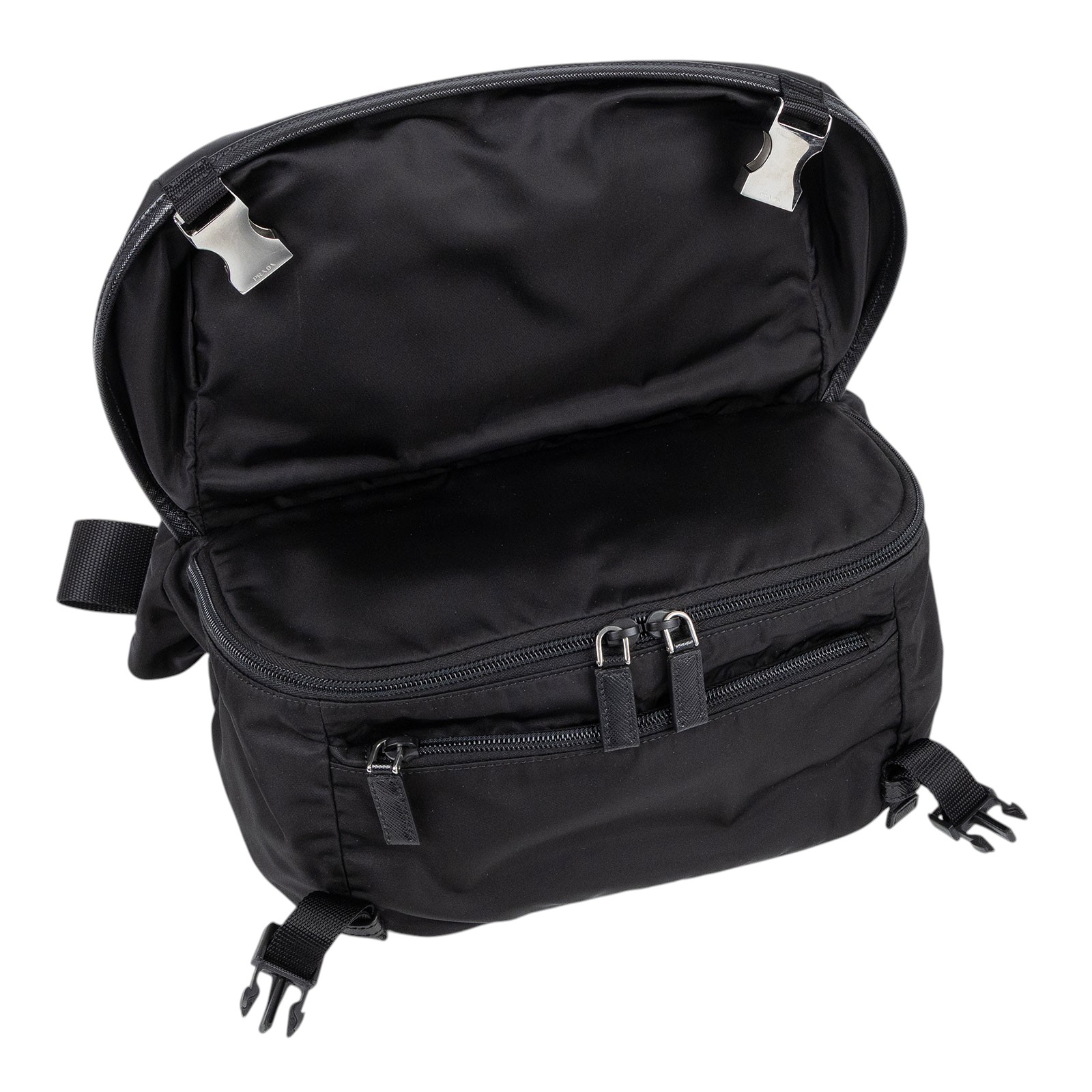 普拉達 PRADA Re-Nylon Saffiano 皮革 肩背袋 2VH994_2DMG 黑尼龍肩背包 防塵袋