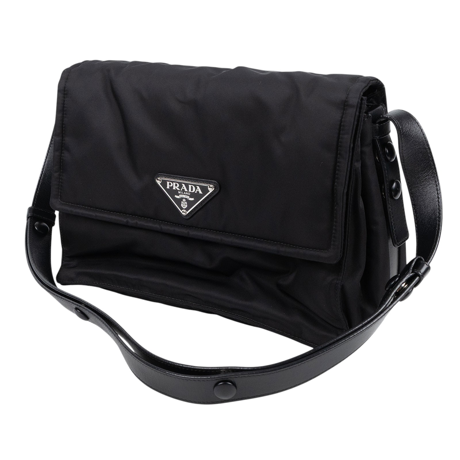 普拉達 PRADA Re-Nylon 夾棉 肩背袋 中型  1BD255_RDLN 黑尼龍郵差包 無附屬品