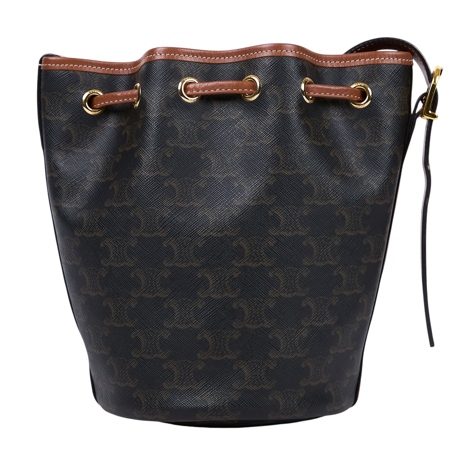 思琳 CELINE Triomphe帆布 小型 索繩 斜背 肩背 水桶包 191142BZJ 原花抽繩水桶包 防塵袋