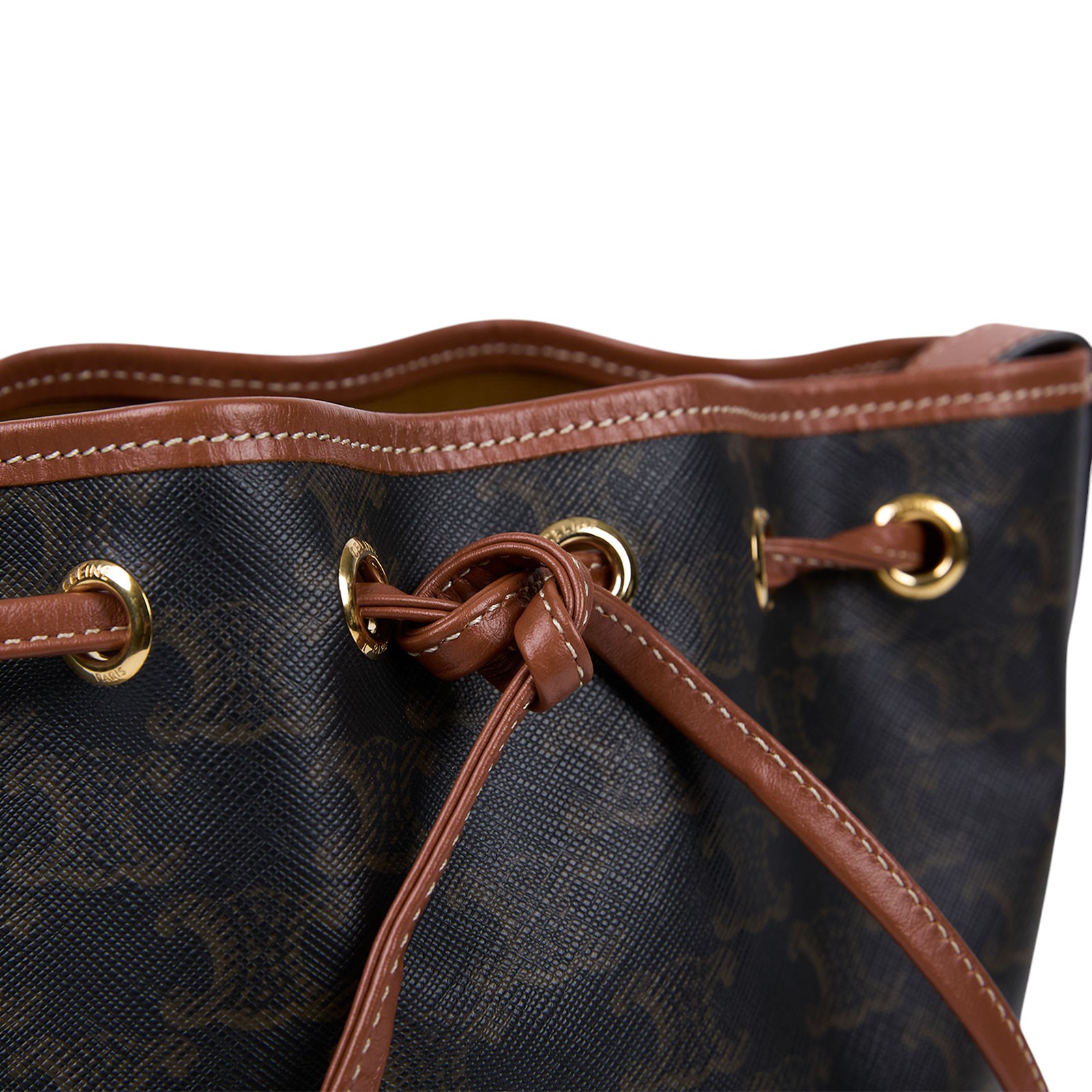 思琳 CELINE Triomphe帆布 小型 索繩 斜背 肩背 水桶包 191142BZJ 原花抽繩水桶包 防塵袋