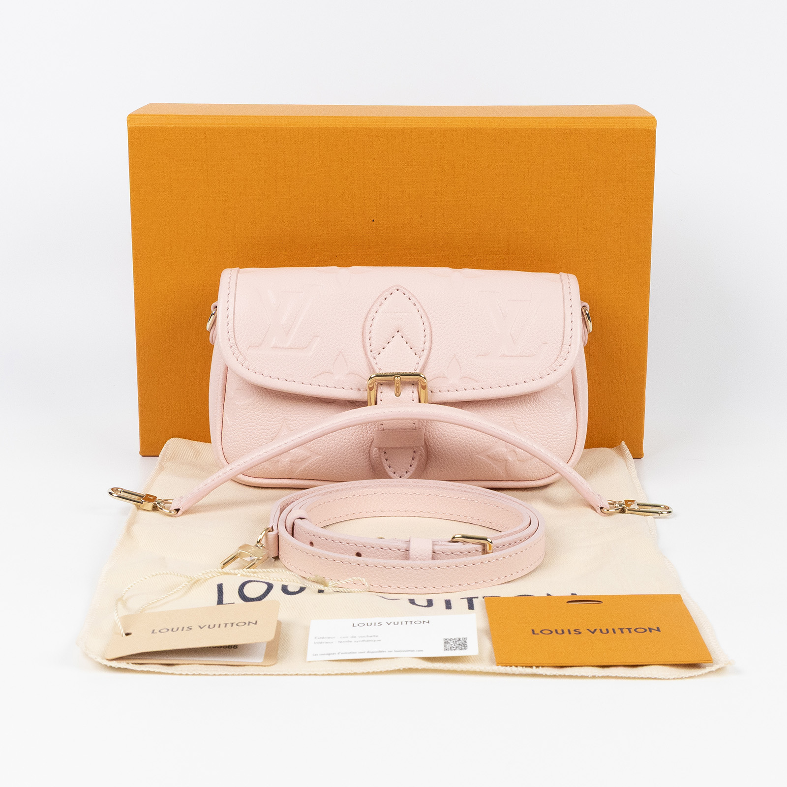 路易威登 LOUIS VUITTON Nano Diane 腋下包法棍 單肩背包 粉紅色 M83566 晶片款 粉NANO DIANE 原廠盒子/防塵袋