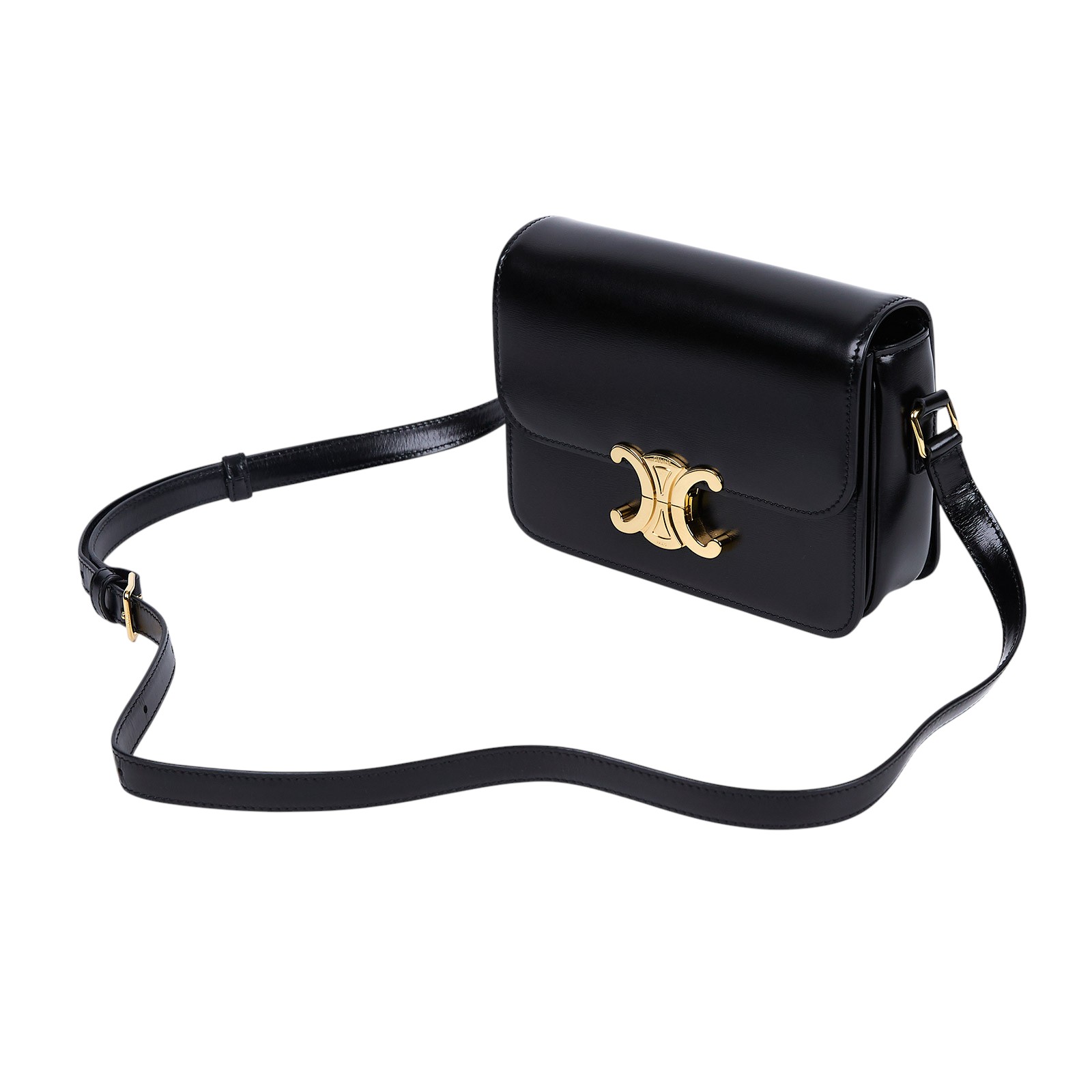 思琳 CELINE 亮面牛皮革 Teen Triomphe 凱旋門 肩背包 188423BF4 黑TEEN TRIOMPHE肩背包 防塵袋