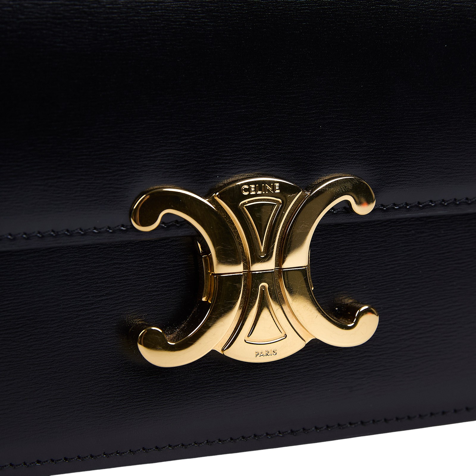 思琳 CELINE 亮面牛皮革 Teen Triomphe 凱旋門 肩背包 188423BF4 黑TEEN TRIOMPHE肩背包 防塵袋