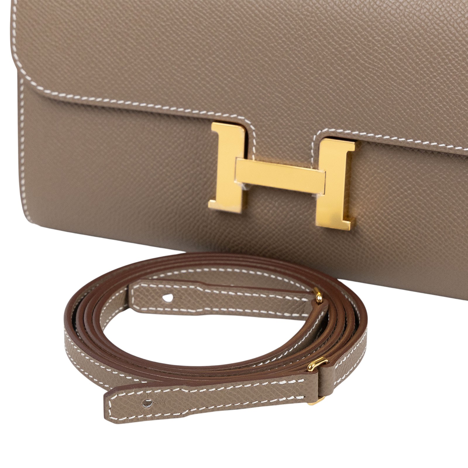 愛馬仕 Hermes Constance to go 康康包 長夾 金色五金 大象灰色 H080125CC18 K   原廠盒子/背帶/購買證明影本