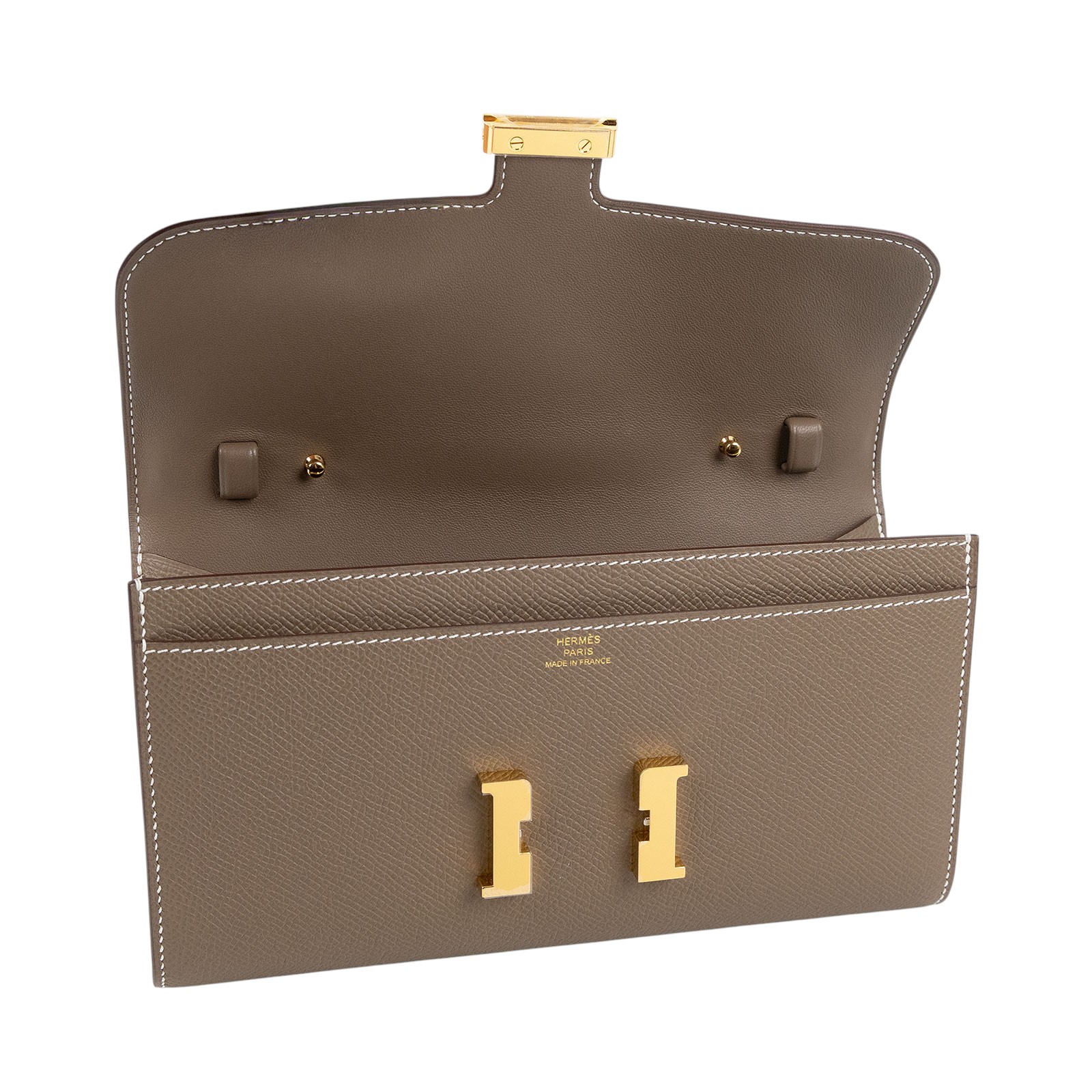 愛馬仕 Hermes Constance to go 康康包 長夾 金色五金 大象灰色 H080125CC18 K   原廠盒子/背帶/購買證明影本