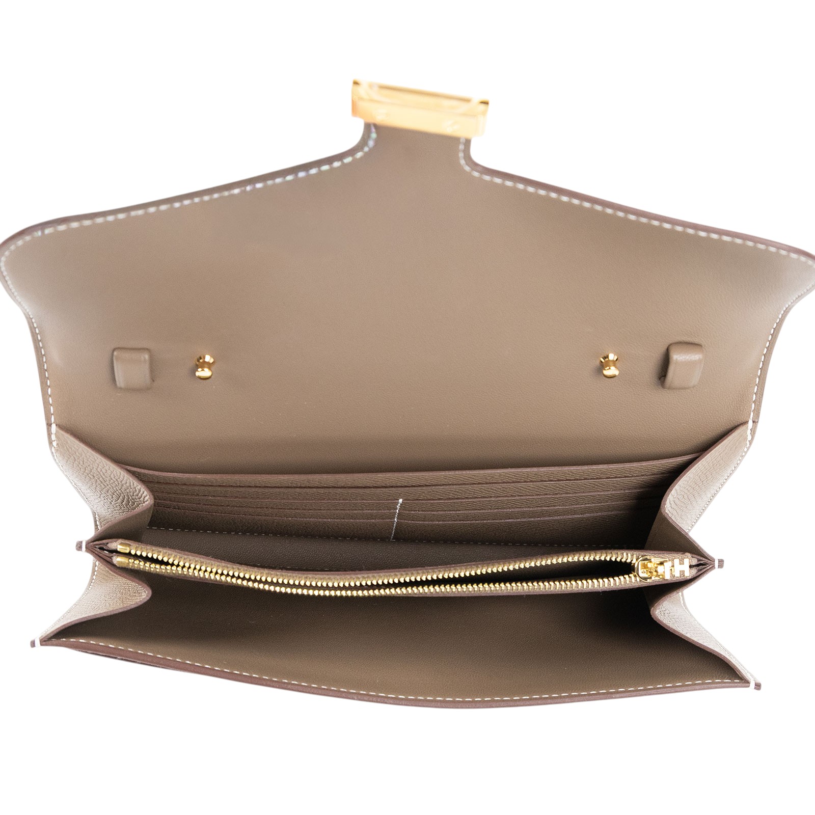 愛馬仕 Hermes Constance to go 康康包 長夾 金色五金 大象灰色 H080125CC18 K   原廠盒子/背帶/購買證明影本