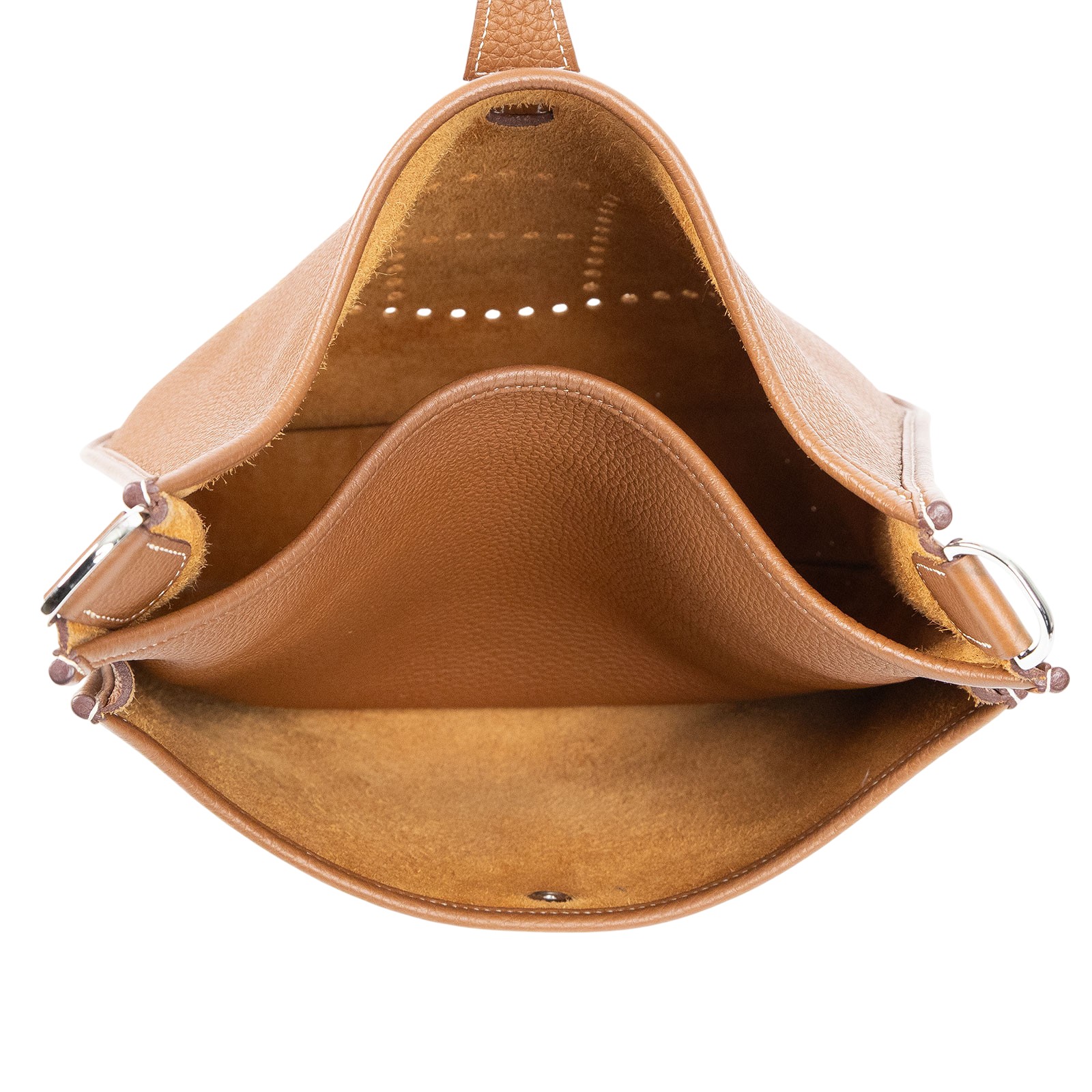 愛馬仕 Hermes Evelyne Bag 伊芙琳包 29 馬蹄型 銀色五金 金棕 H056277CK37 B刻  原廠盒子/防塵袋/背帶/購買證明影本