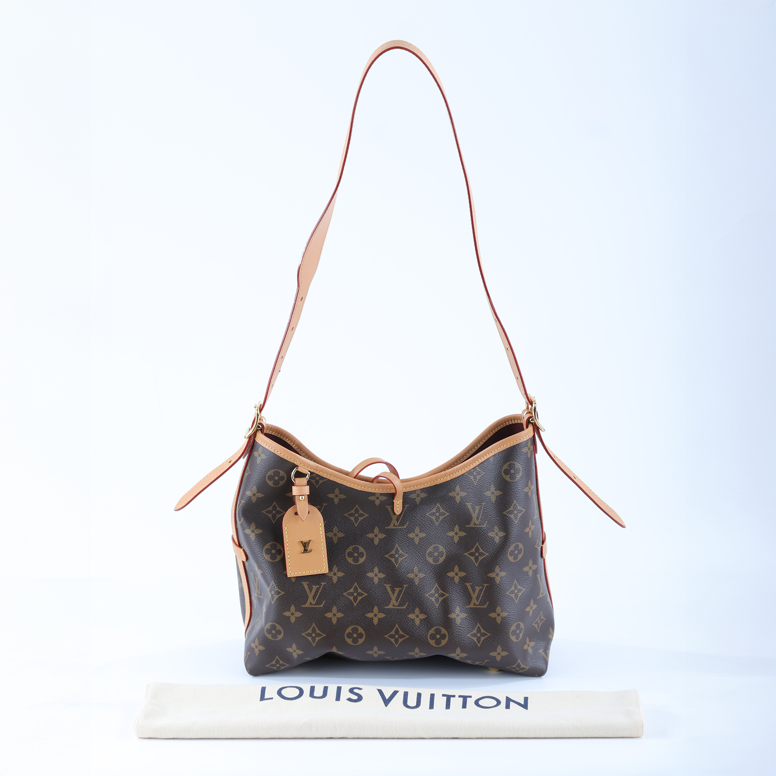 路易威登 LOUIS VUITTON CarryAll PM 原花 肩背包 M46203 晶片款 棕原花CarryAll PM 防塵袋/內袋