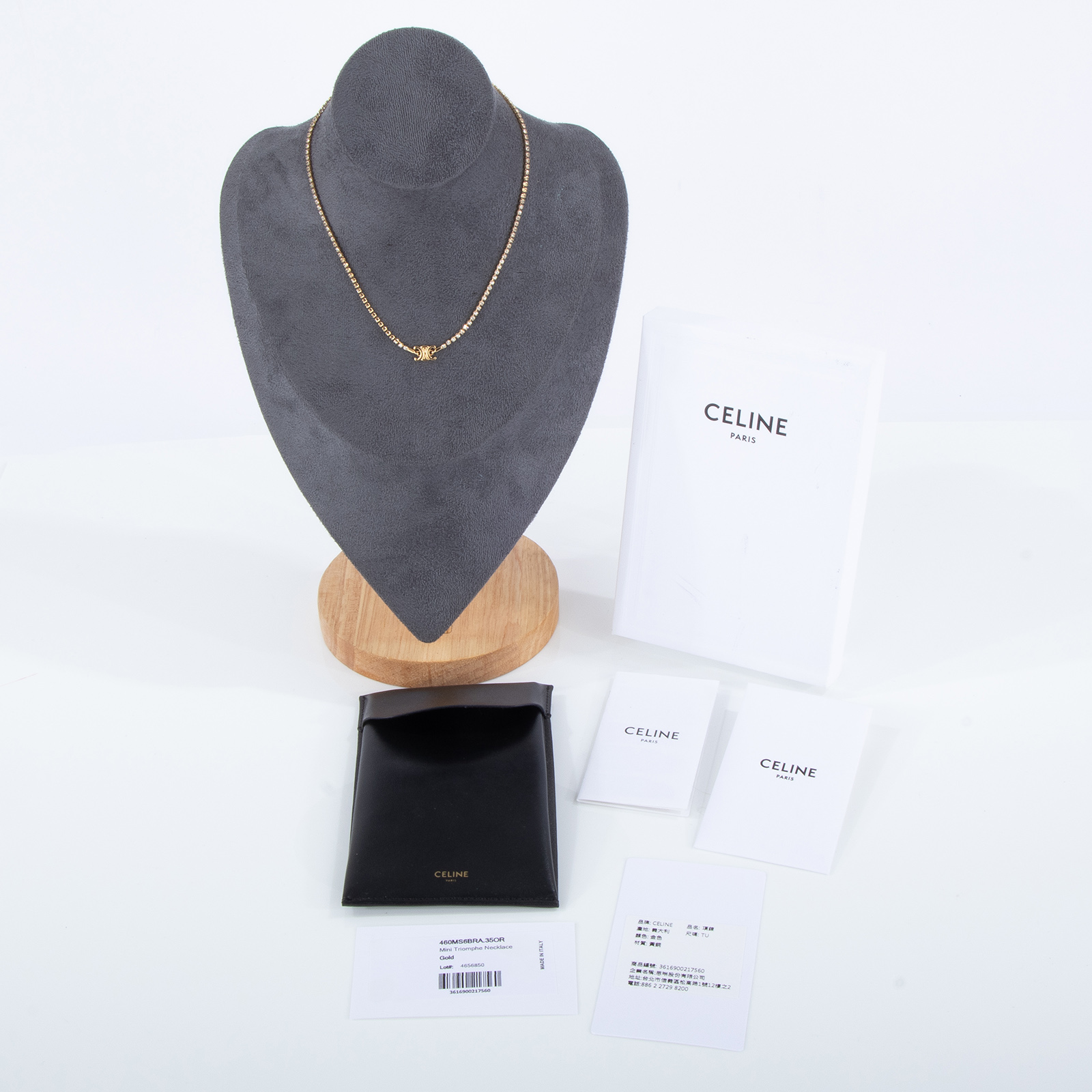 思琳 CELINE Triomphe 黃銅 迷你項鍊 460MS6BRA 金色凱旋項鍊 原廠盒子/防塵袋