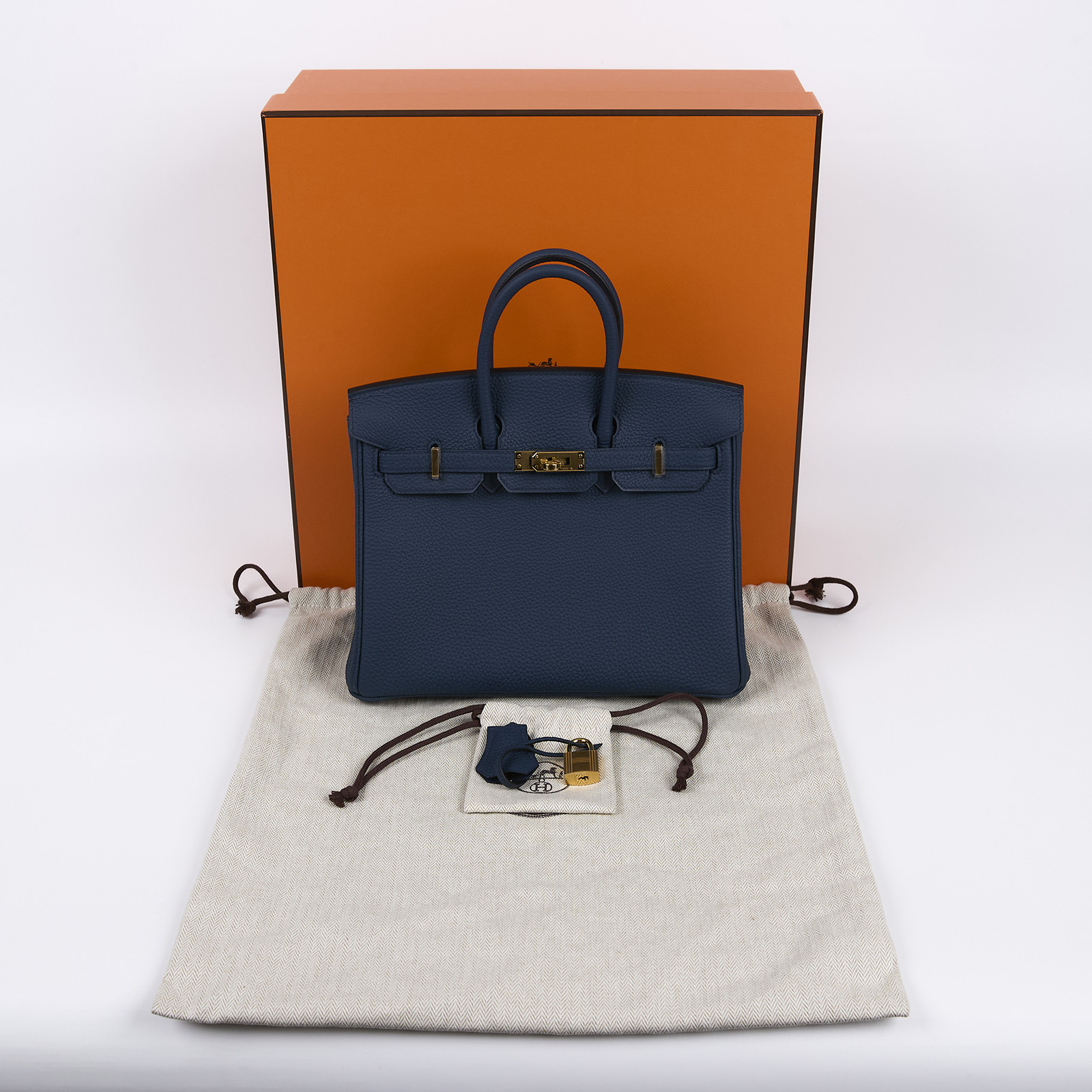 愛馬仕 Hermes Birkin Bag 柏金包 25 Togo 金色五金 普魯士藍 H041344CC7P /W刻  原廠盒子/防塵袋/鎖組