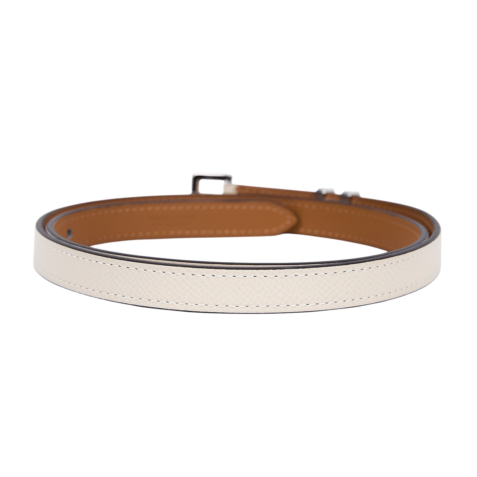 愛馬仕 Hermes Pop H 15 腰帶 粉筆白 銀色扣 H081087CK10075 /W刻/FI1212/#75  原廠盒子/防塵袋